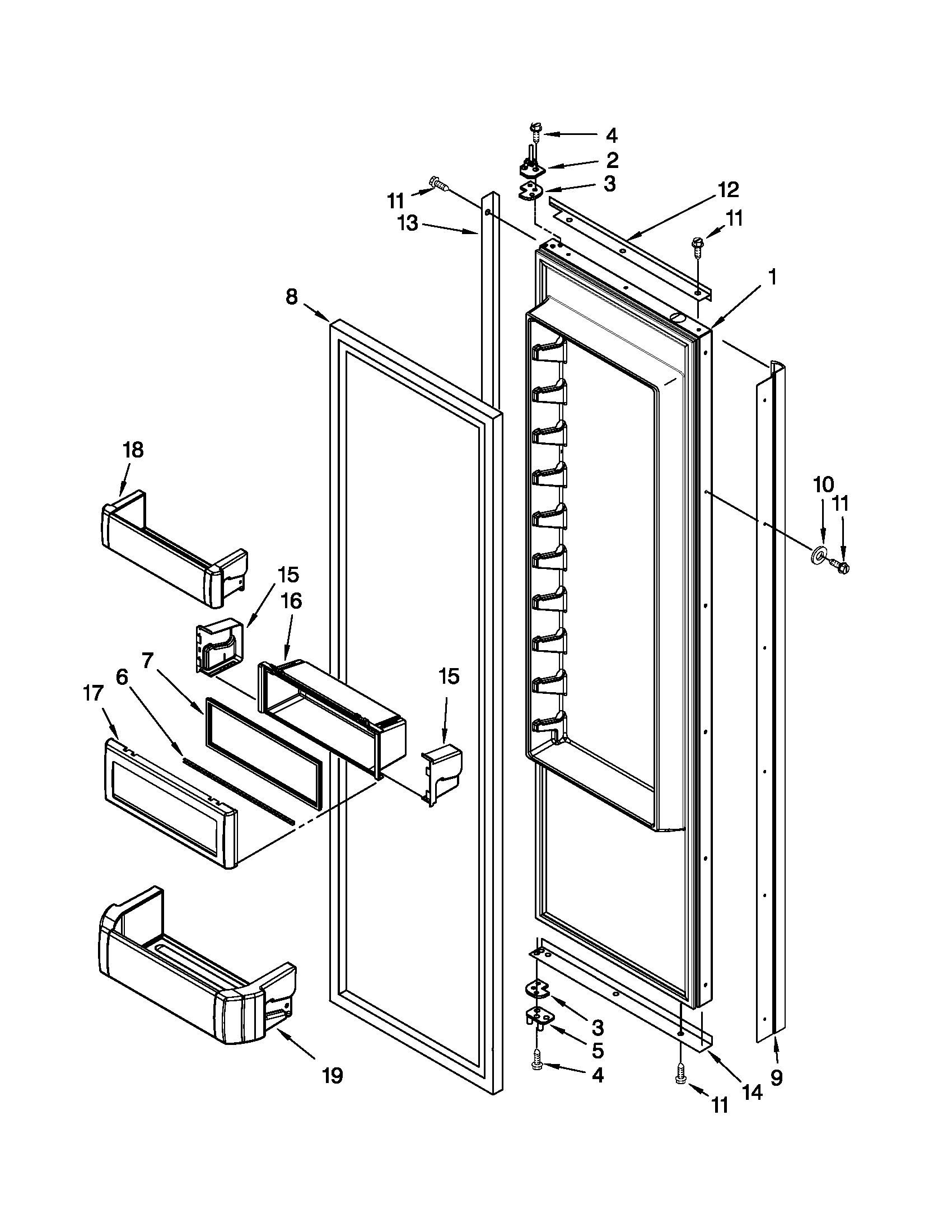 KitchenAid KSSS36QTX04 refrigerator door parts diagram