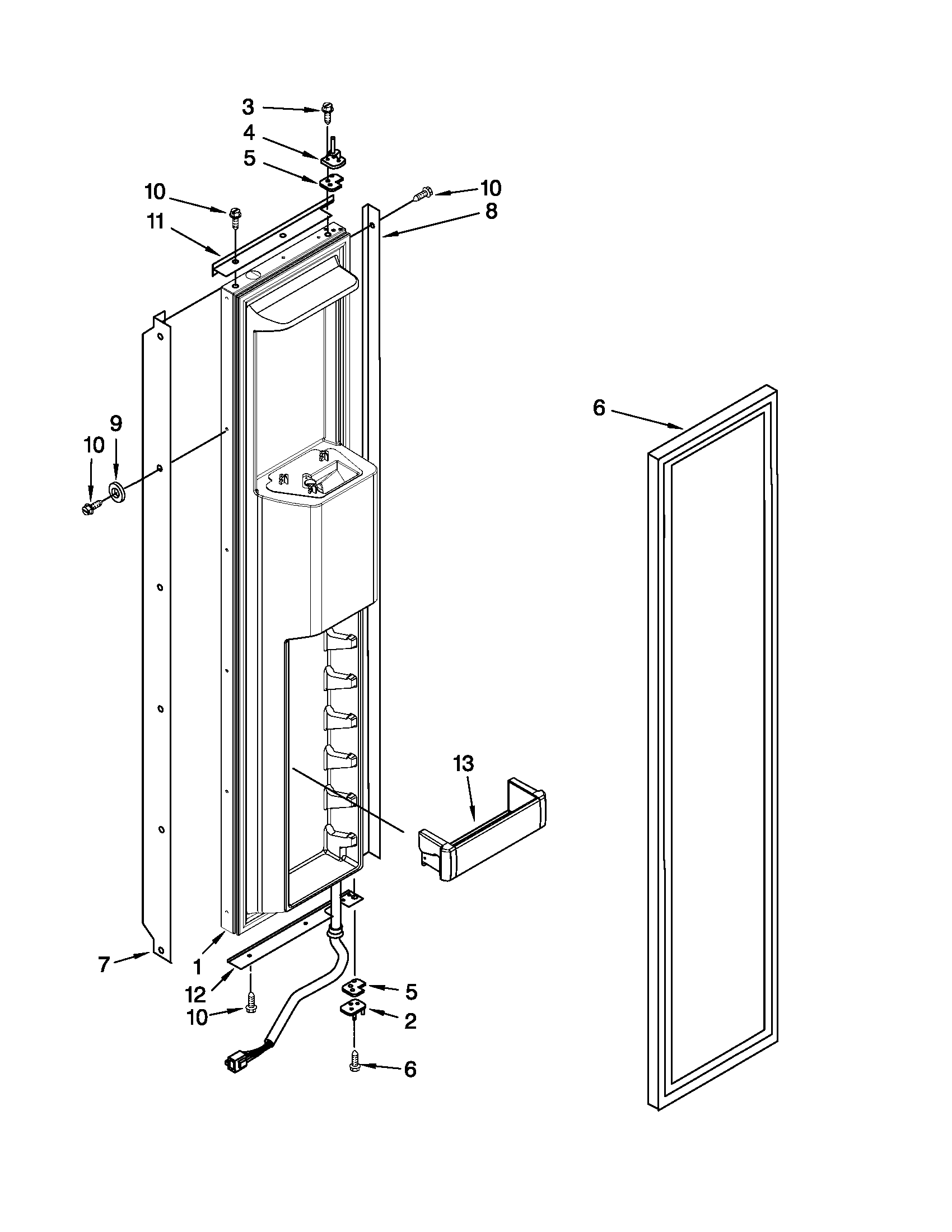 KitchenAid KSSS36QTX04 freezer door parts diagram