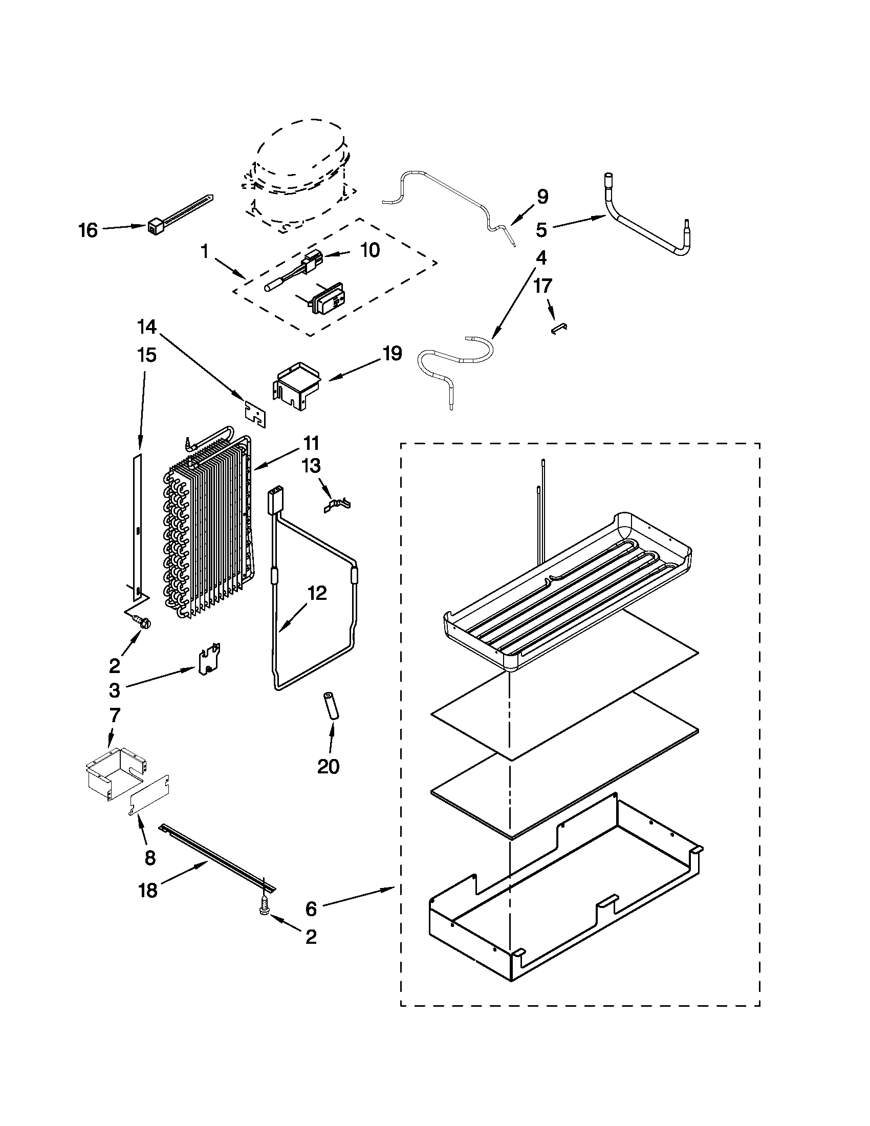 KitchenAid KSSS36QTX04 lower unit and tube parts diagram