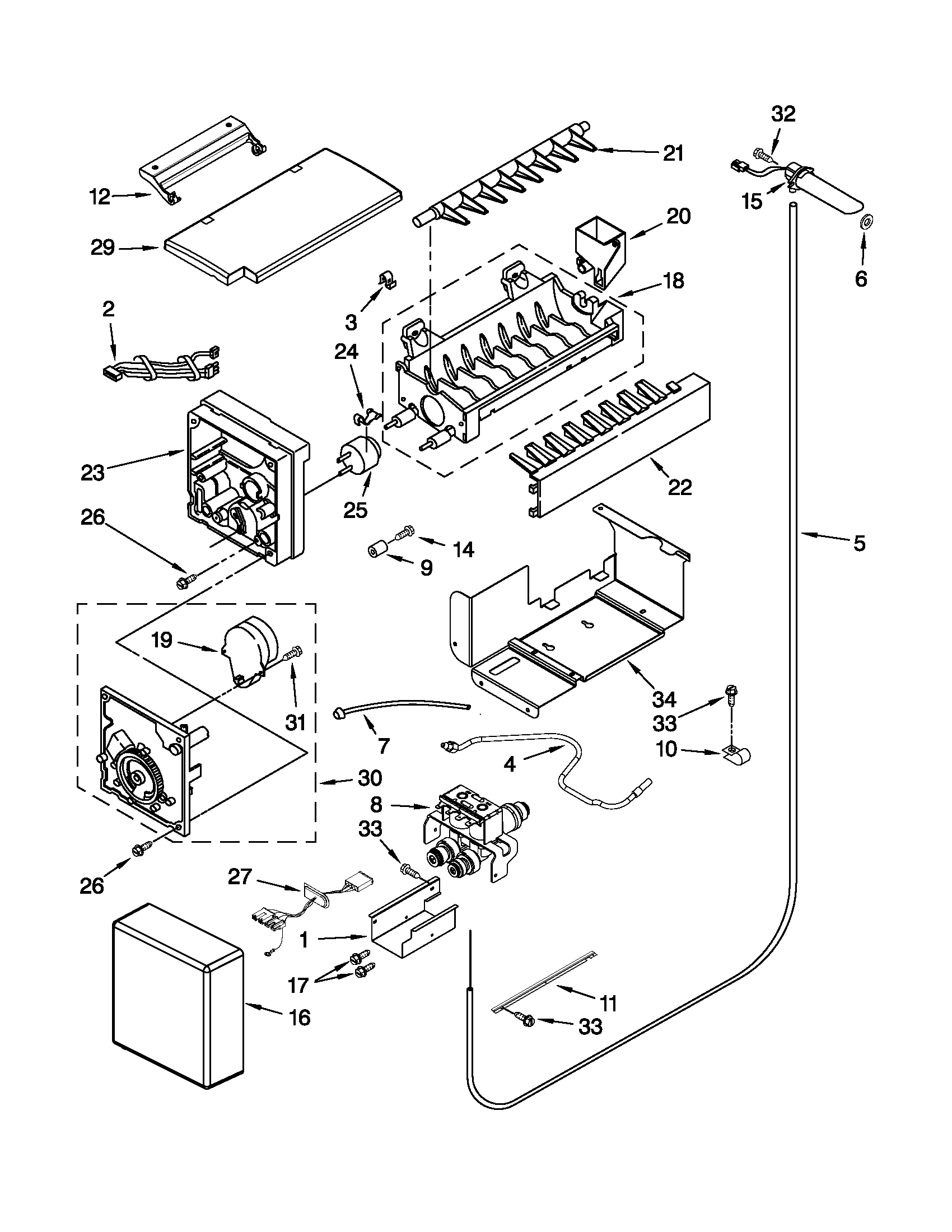 KitchenAid KSSS36QTX04 icemaker parts diagram