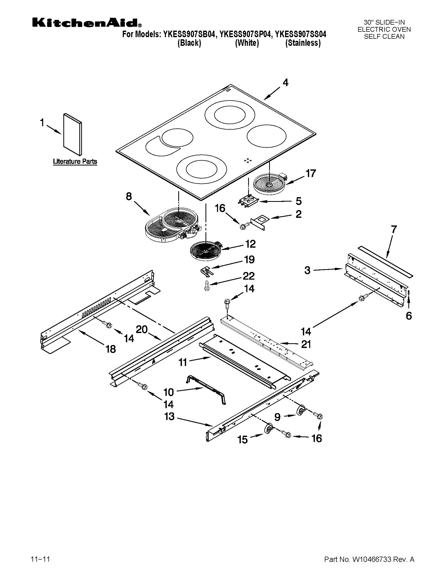 KitchenAid YKESS907SS04 cooktop parts diagram