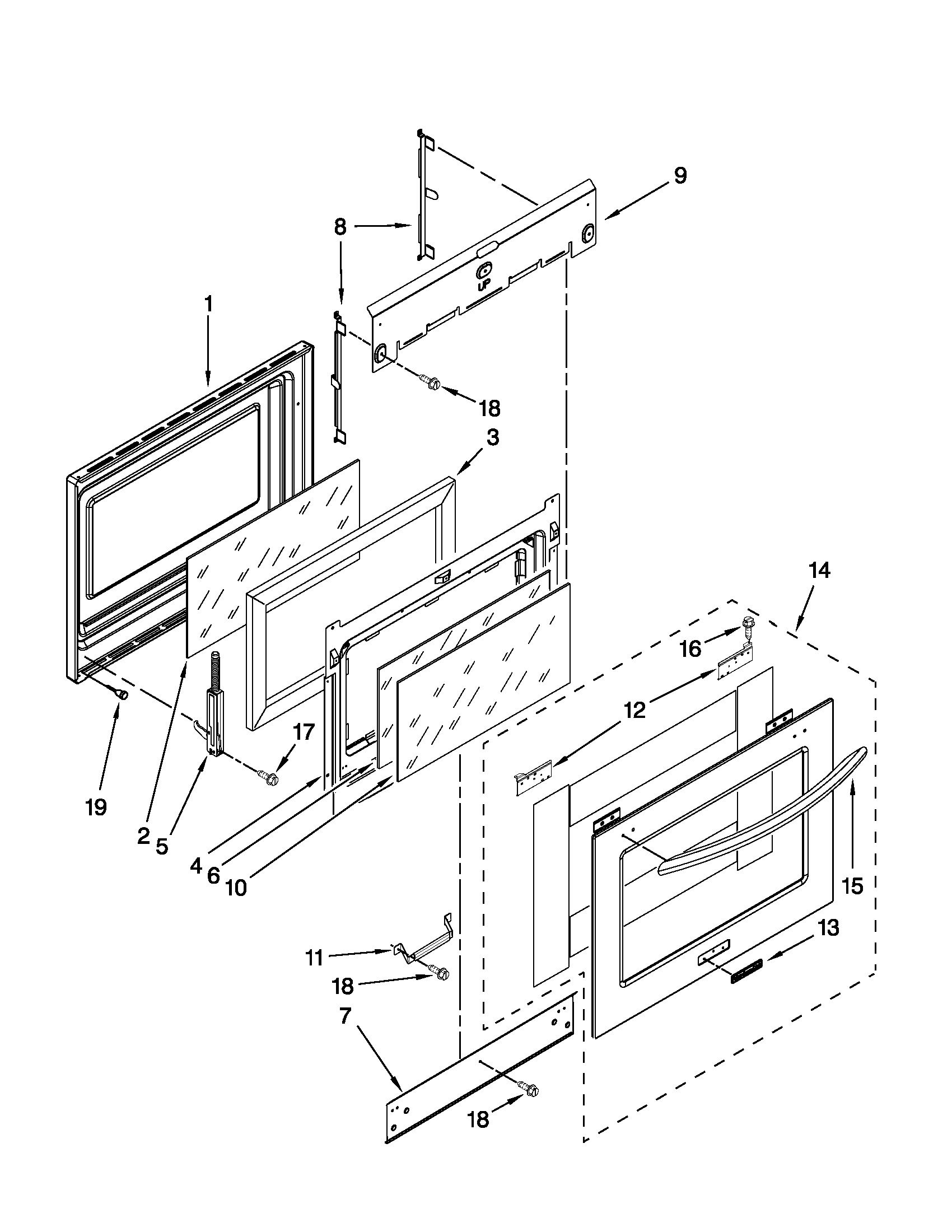 KitchenAid YKESS907SS04 door parts diagram