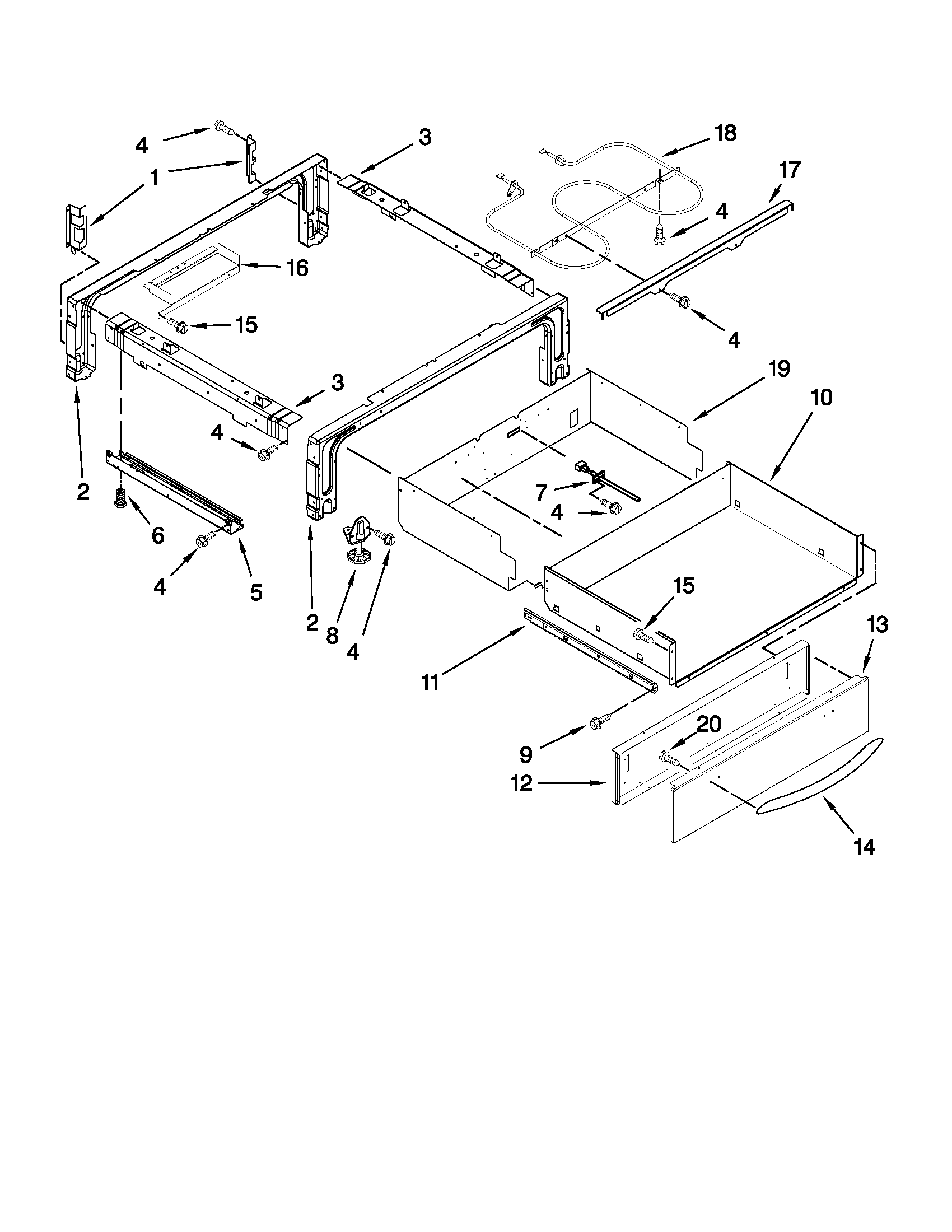 KitchenAid YKESS907SS04 drawer parts diagram