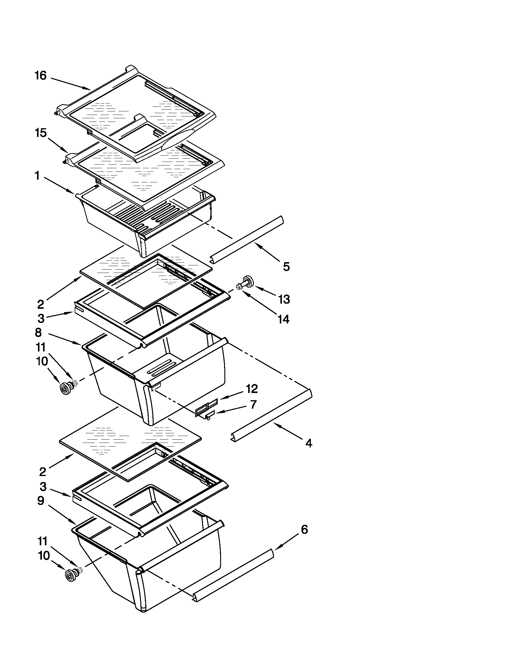 Whirlpool ED5VHEXVQ07 refrigerator shelf parts diagram