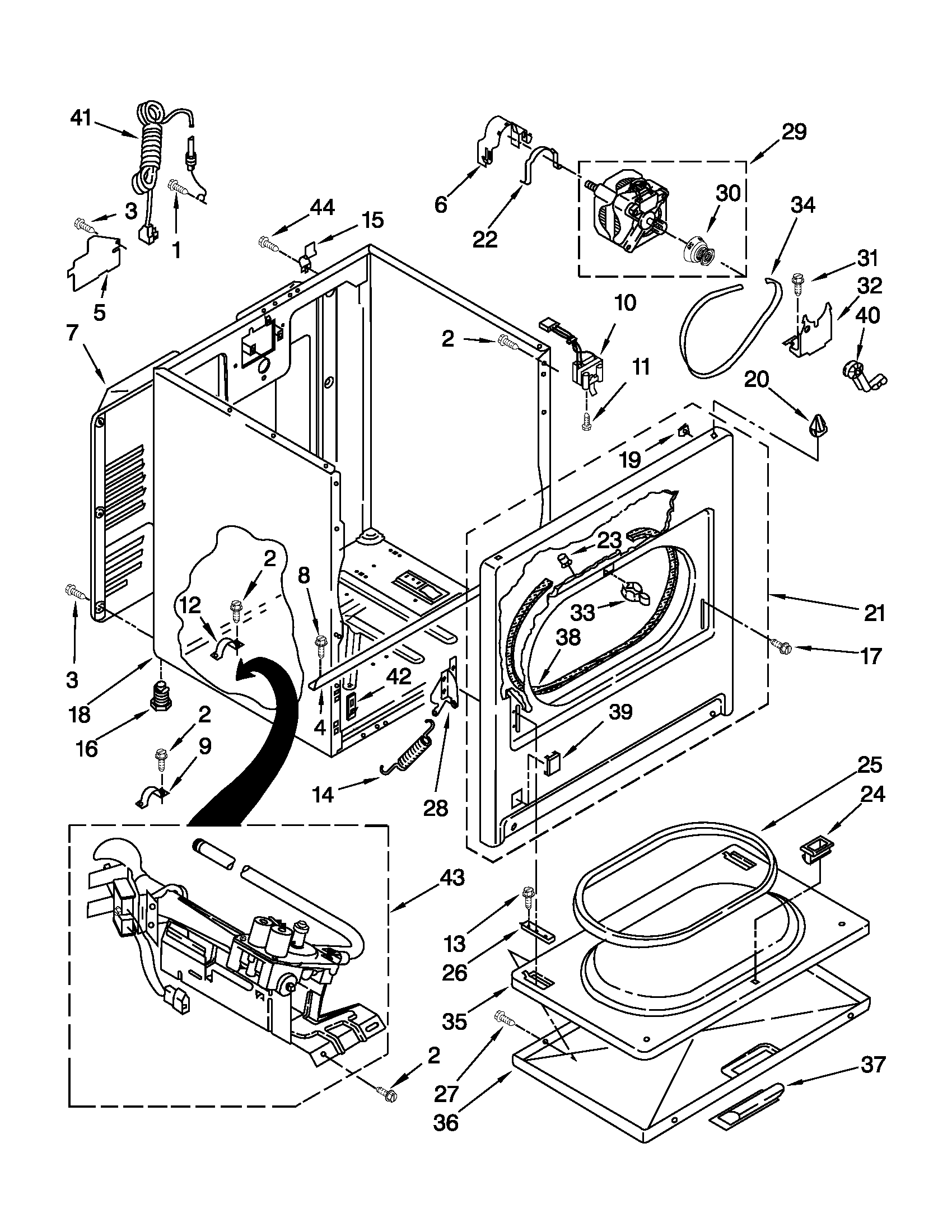 Whirlpool 7MWGD1730YW1 cabinet parts diagram