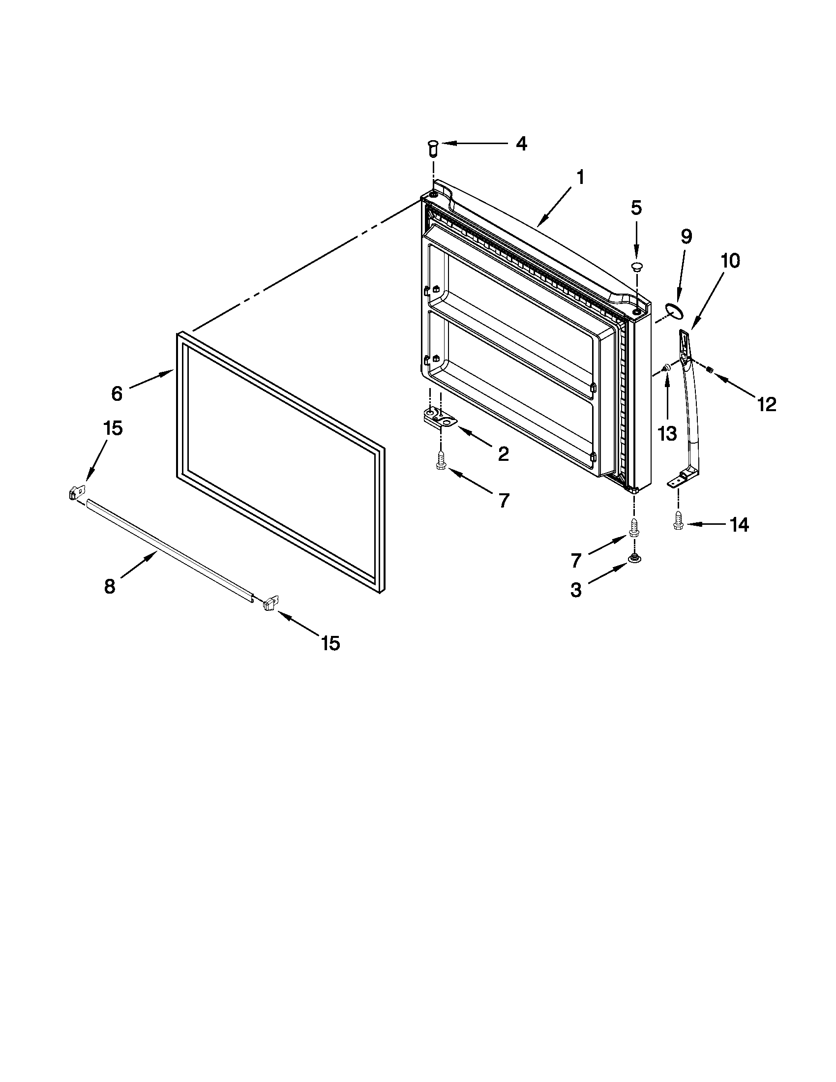 Whirlpool WRT571SMYW00 freezer door parts diagram