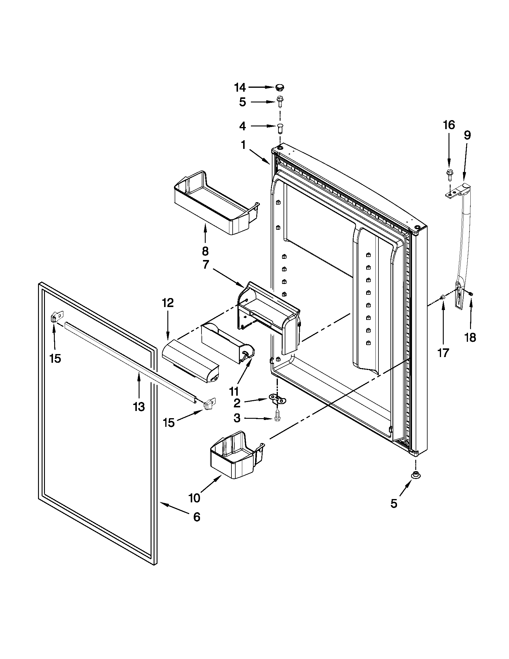 Whirlpool WRT571SMYW00 refrigerator door parts diagram