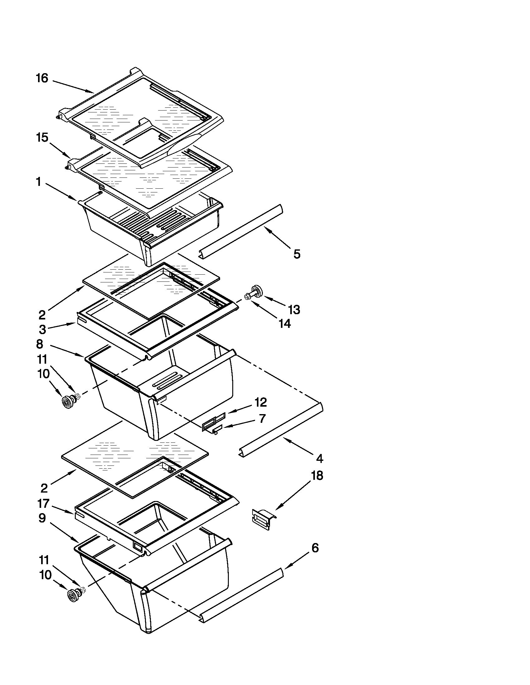 Whirlpool ED5VHEXVB04 refrigerator shelf parts diagram