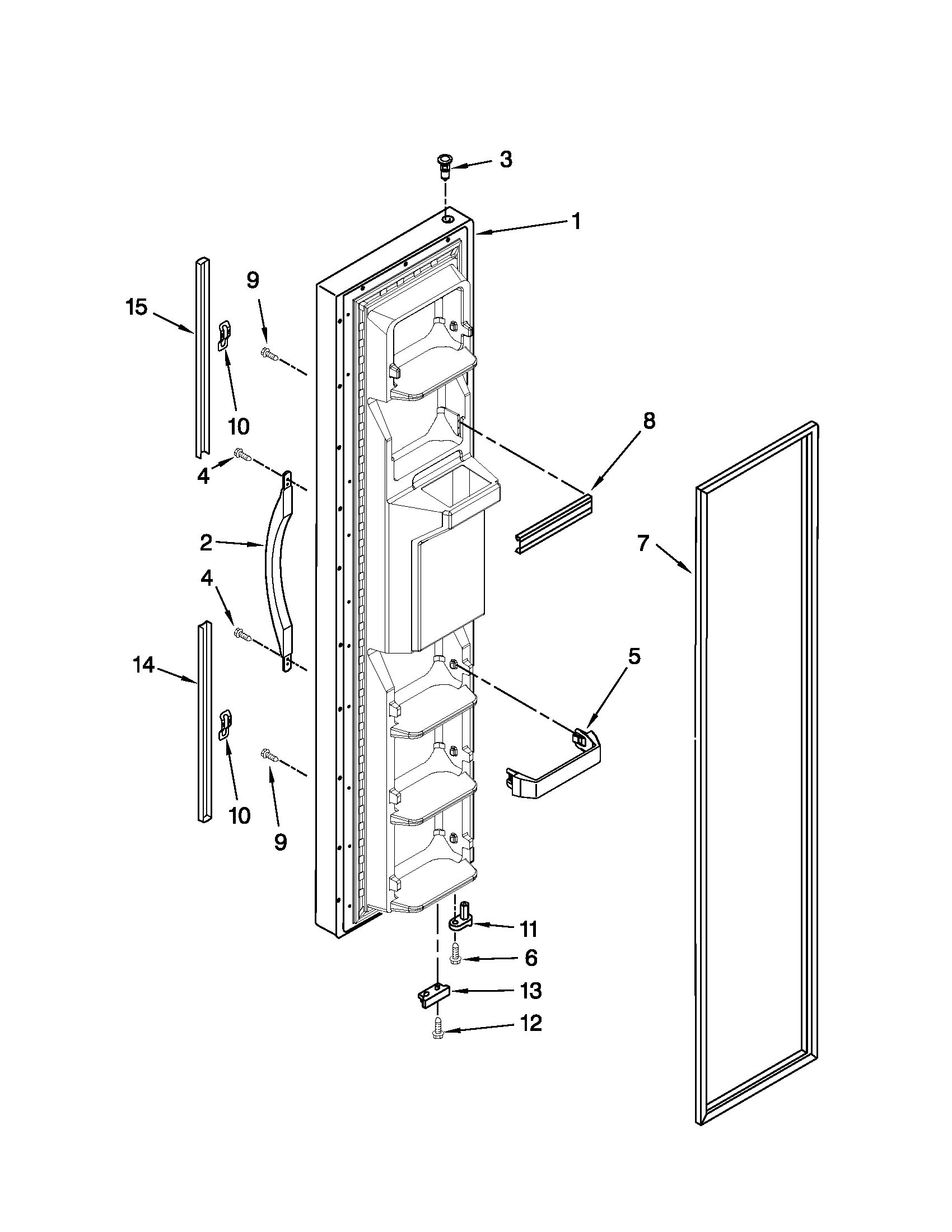 Whirlpool ED5VHEXVB04 freezer door parts diagram
