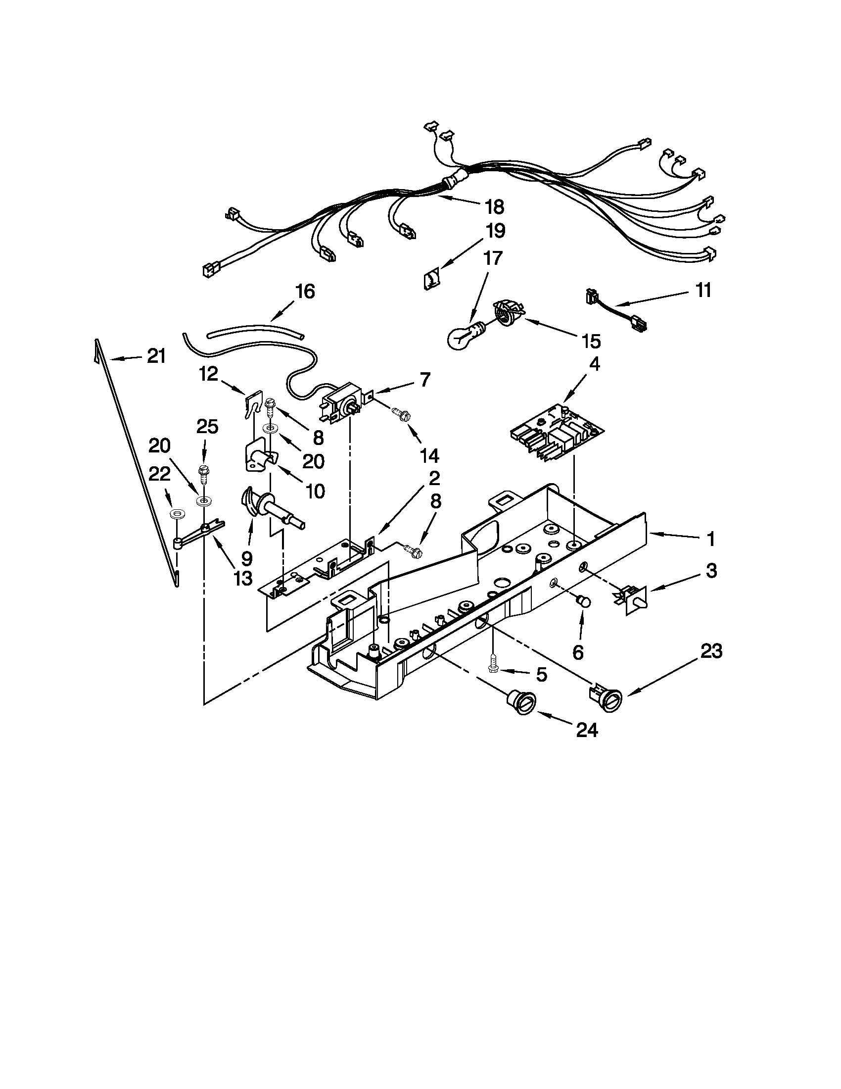 Whirlpool ED5VHEXVB04 control parts diagram