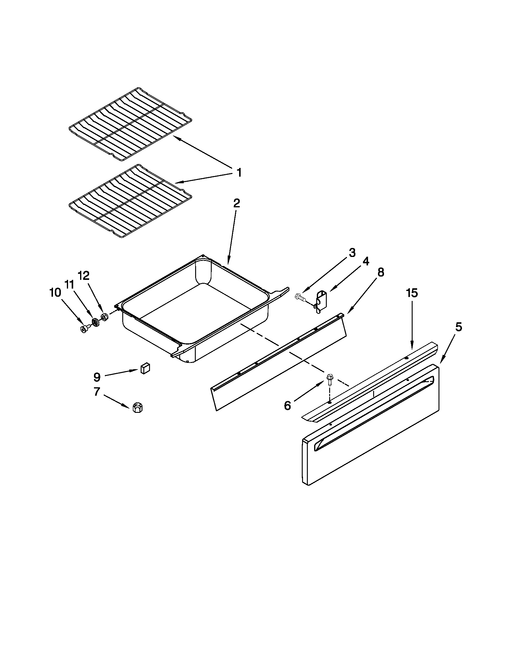 Whirlpool GY397LXUB03 drawer and rack parts diagram
