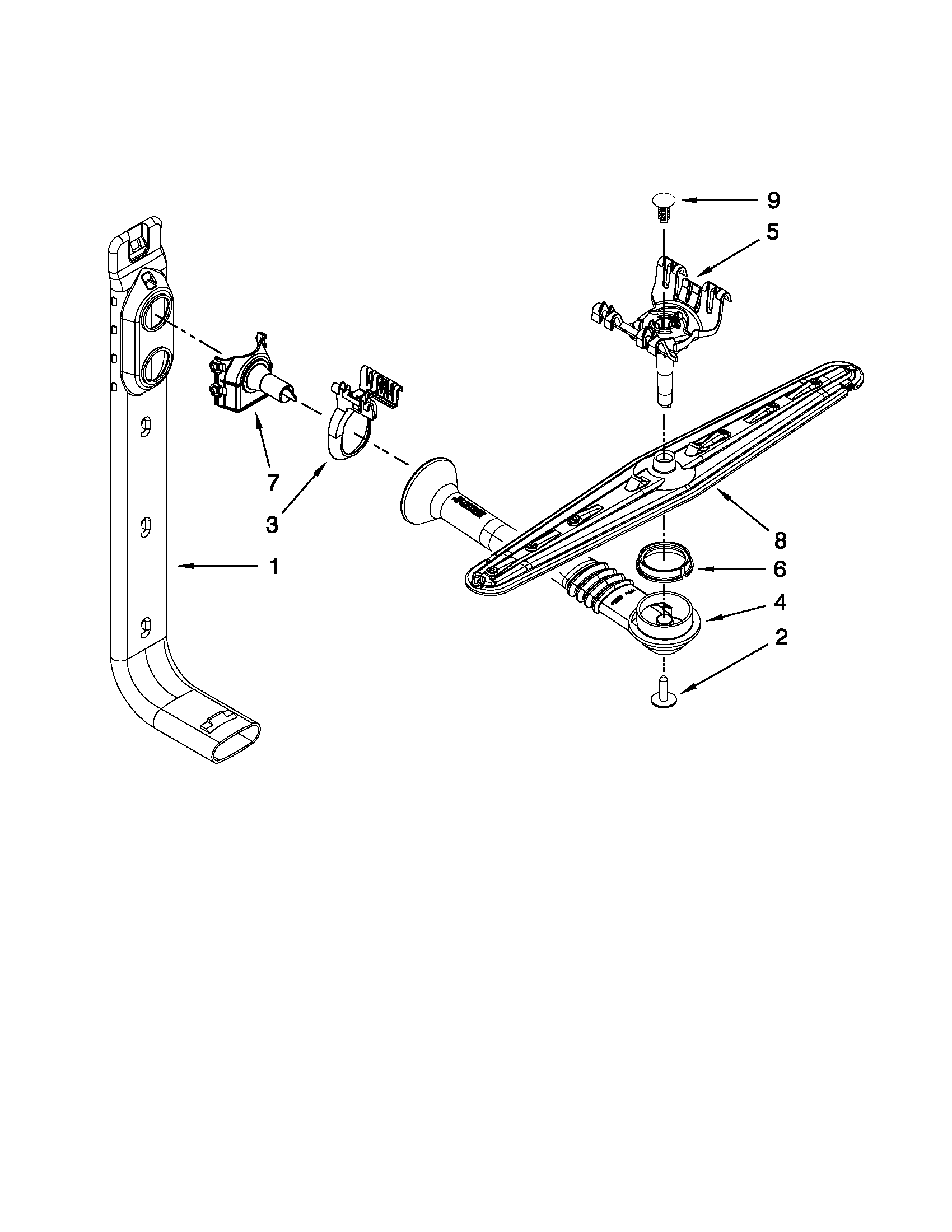 Maytag MDB4630AWW2 upper wash and rinse parts diagram