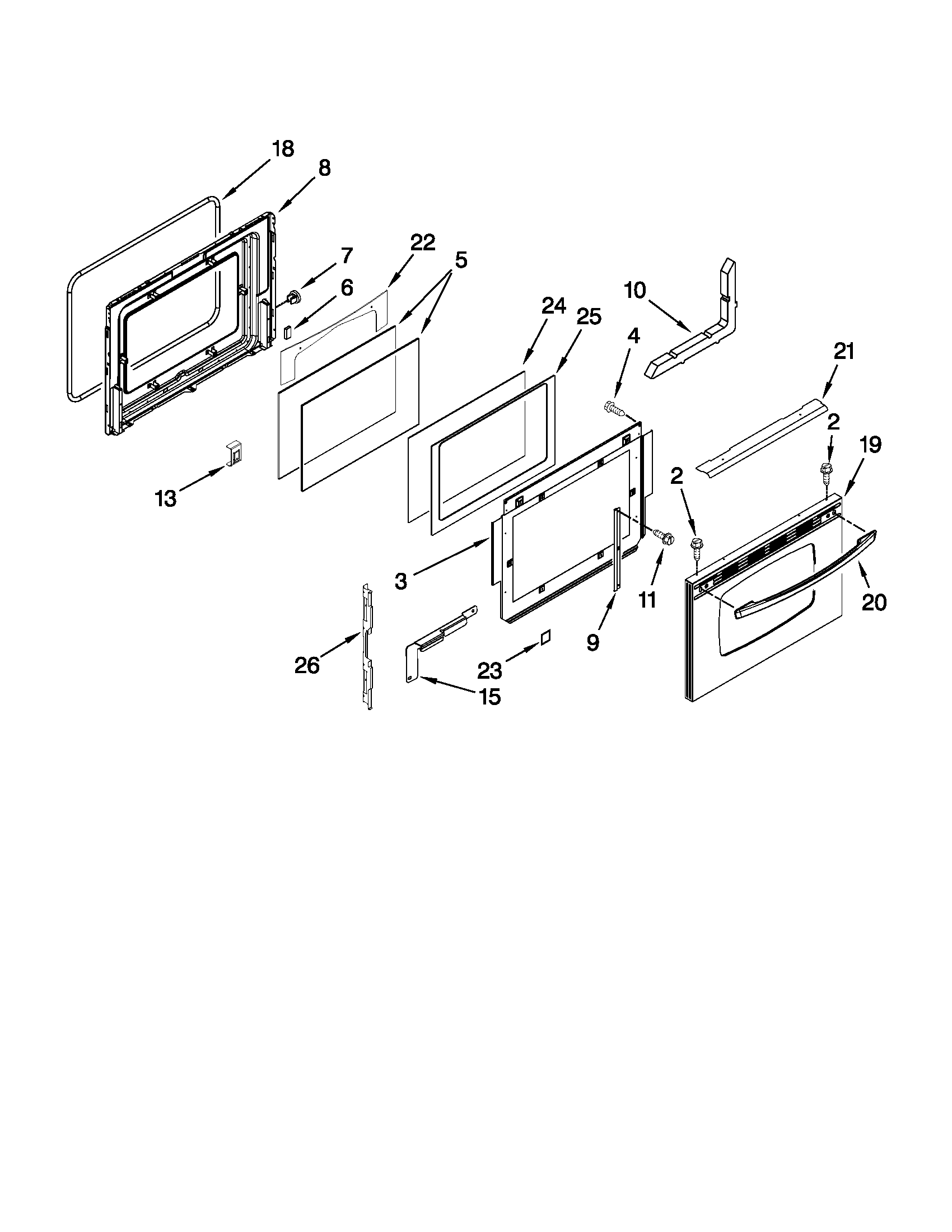 Maytag MES5752BAS17 door parts diagram