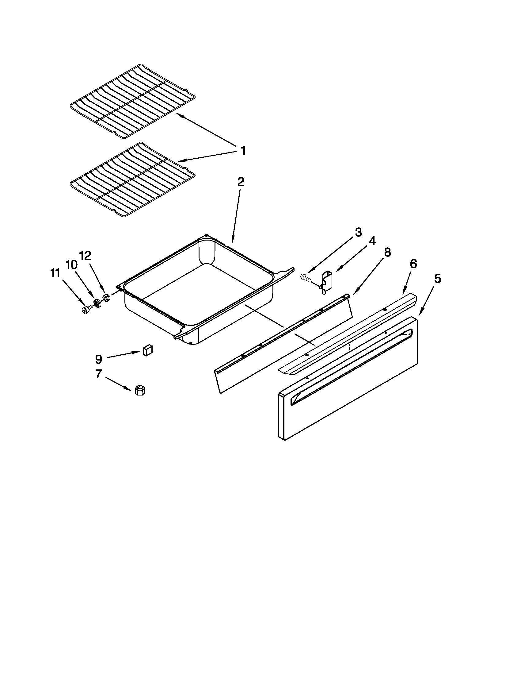 Maytag MES5752BAS17 drawer and rack parts diagram