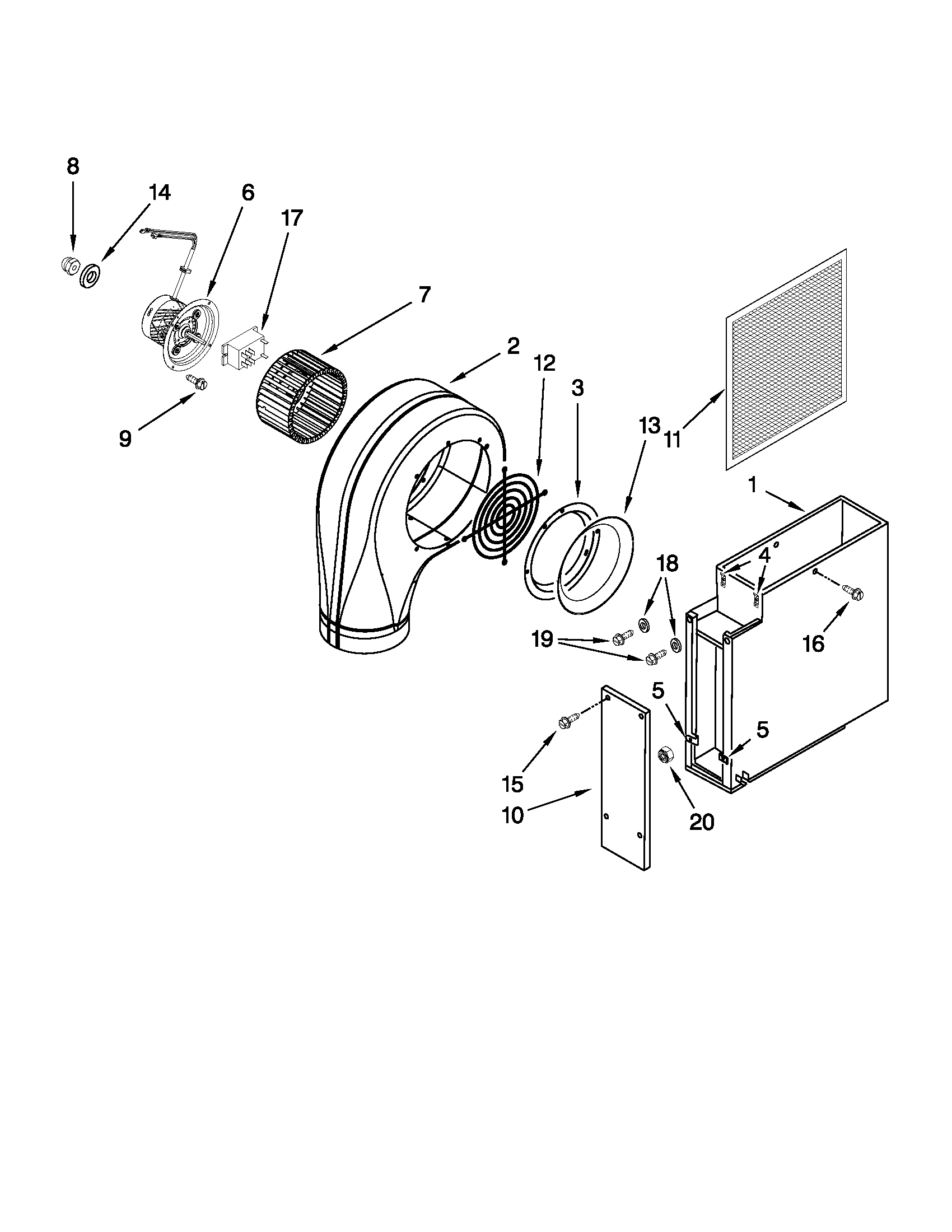 Jenn-Air JED8345ADB16 blower unit parts diagram
