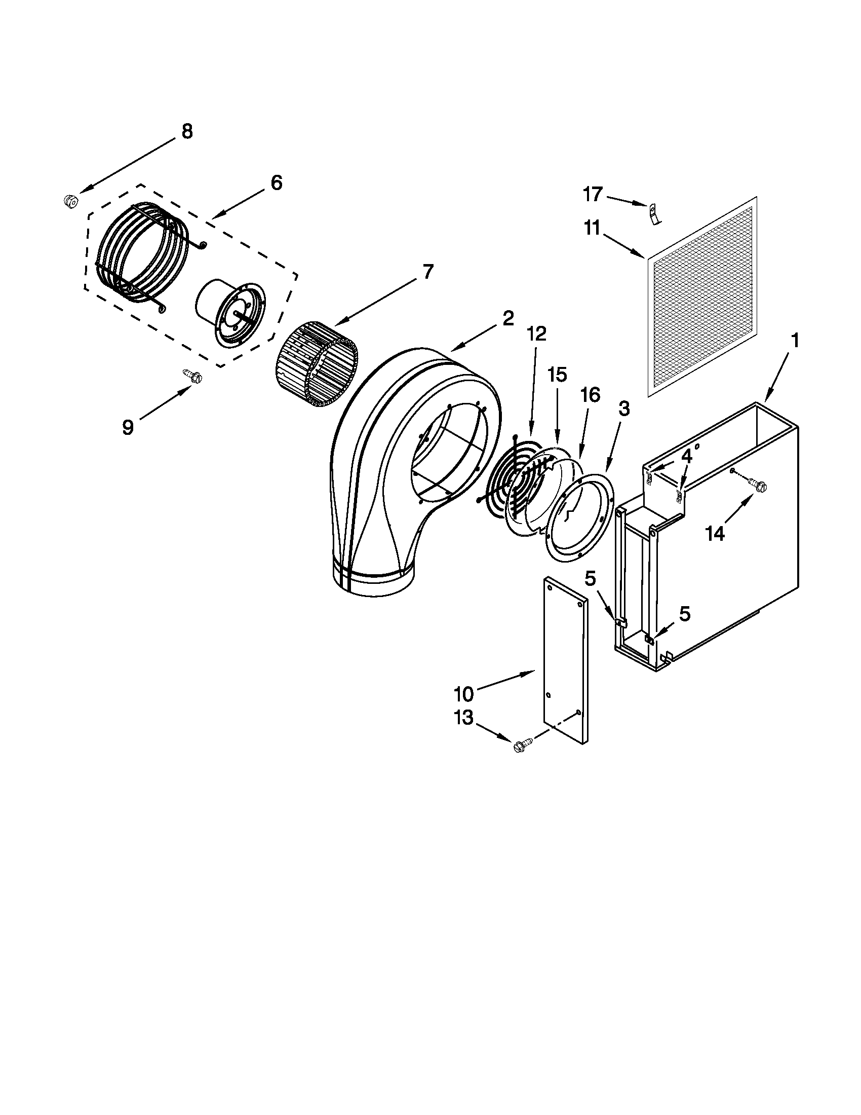 Jenn-Air JED8230ADB16 blower unit parts diagram