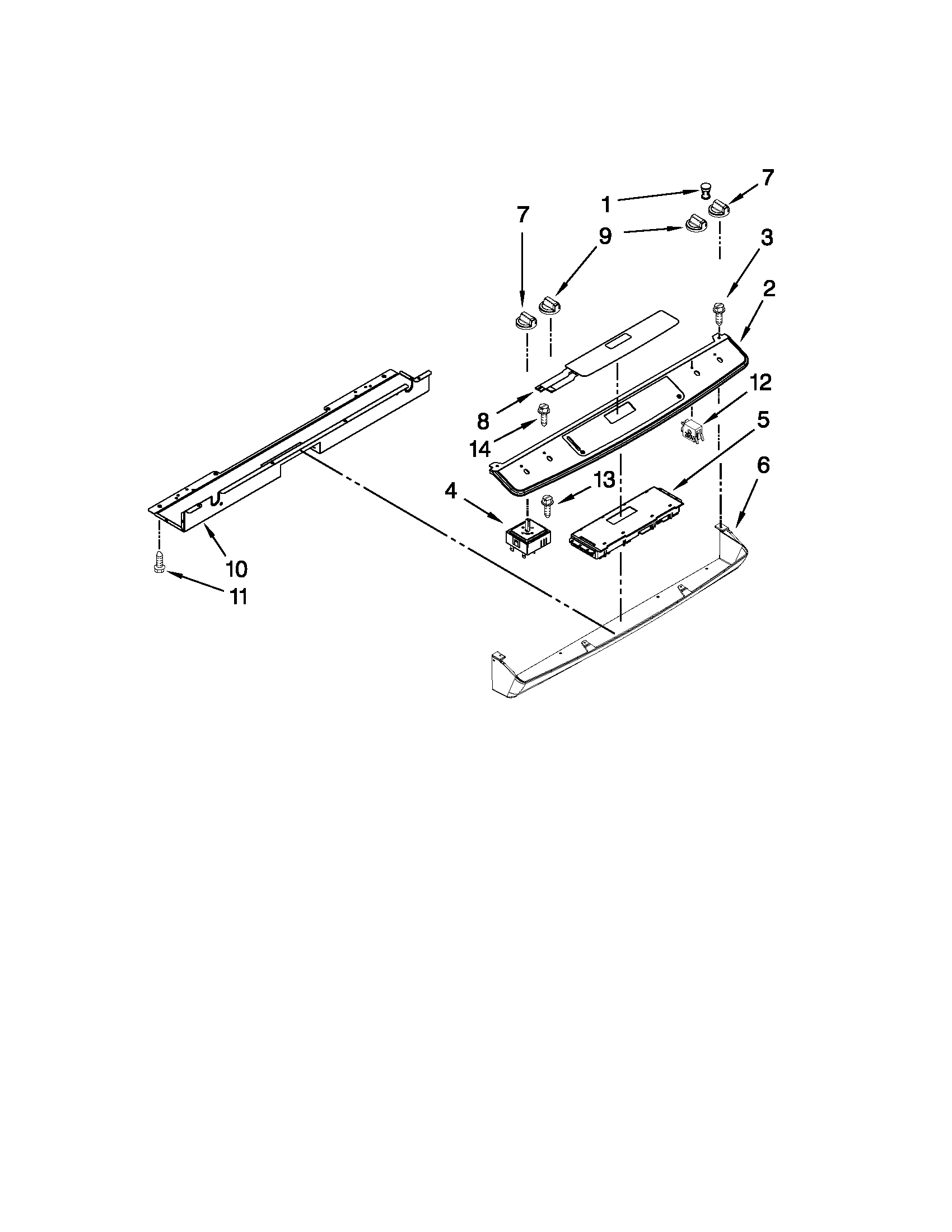 Whirlpool YGY397LXUQ05 control panel parts diagram