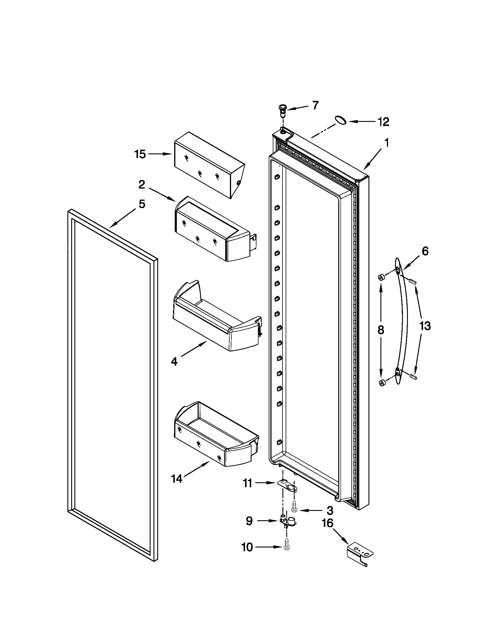 KitchenAid KSF26C4XYW02 refrigerator door parts diagram