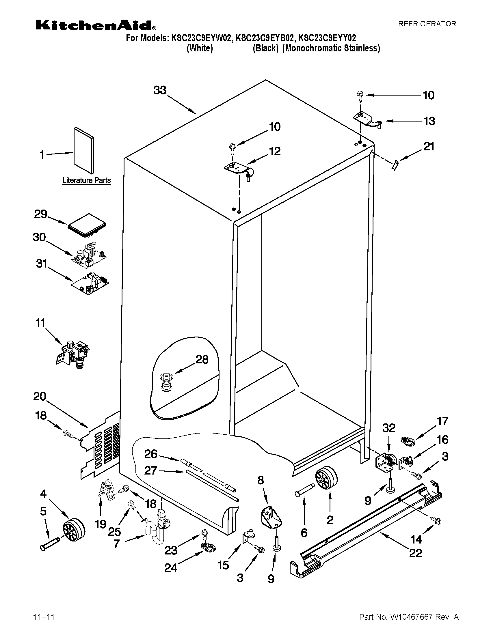 KitchenAid KSC23C9EYB02 cabinet parts diagram