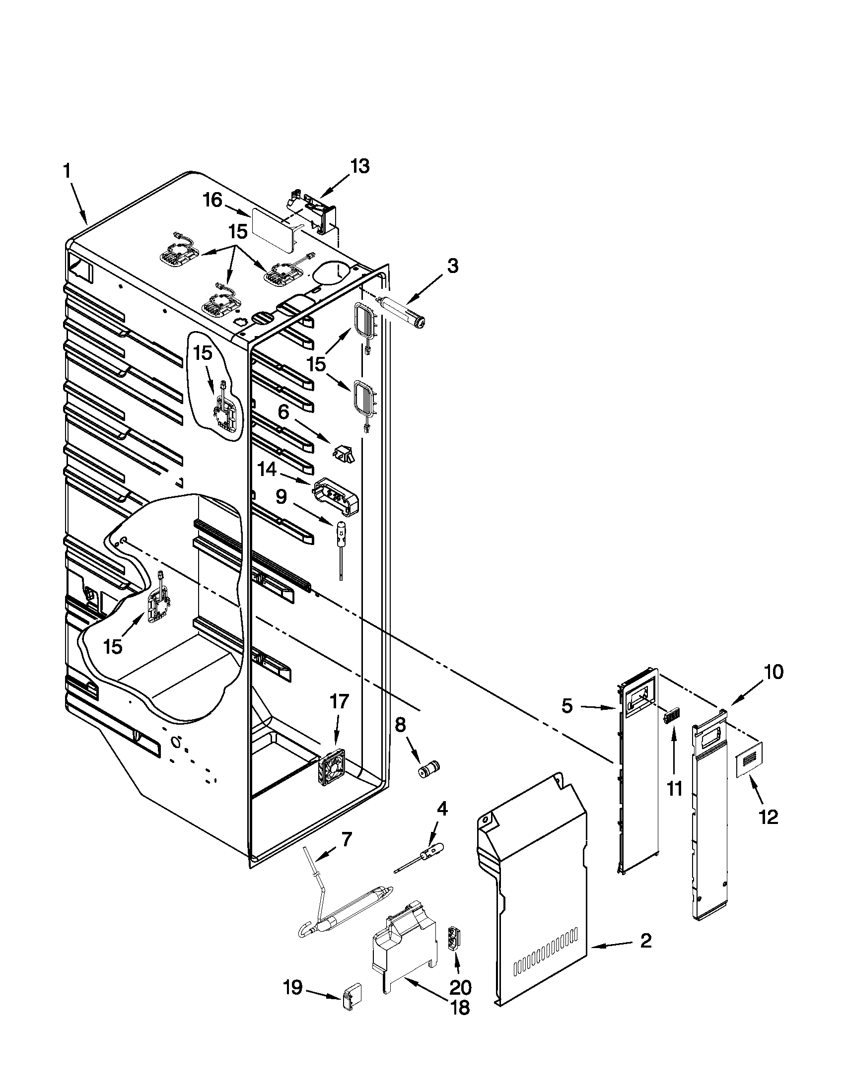 KitchenAid KSC23C9EYB02 refrigerator liner parts diagram