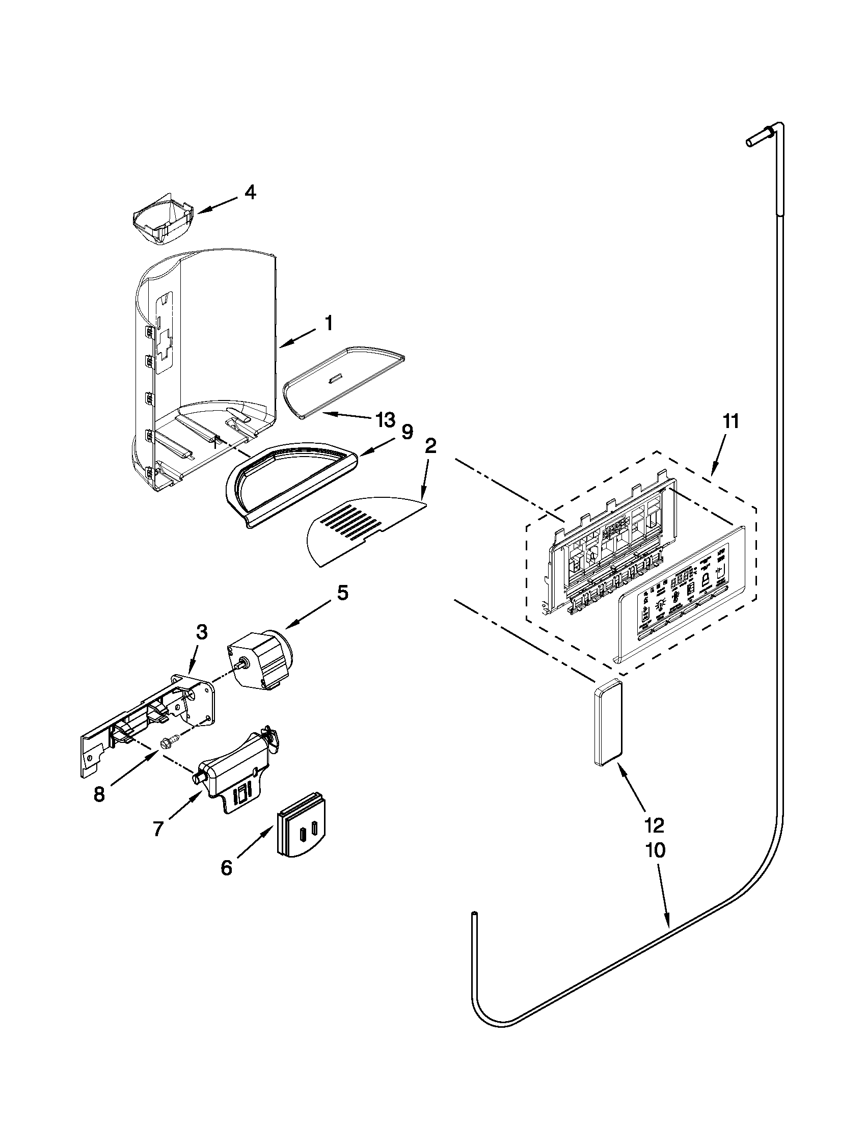 KitchenAid KSC23C9EYB02 dispenser front parts diagram