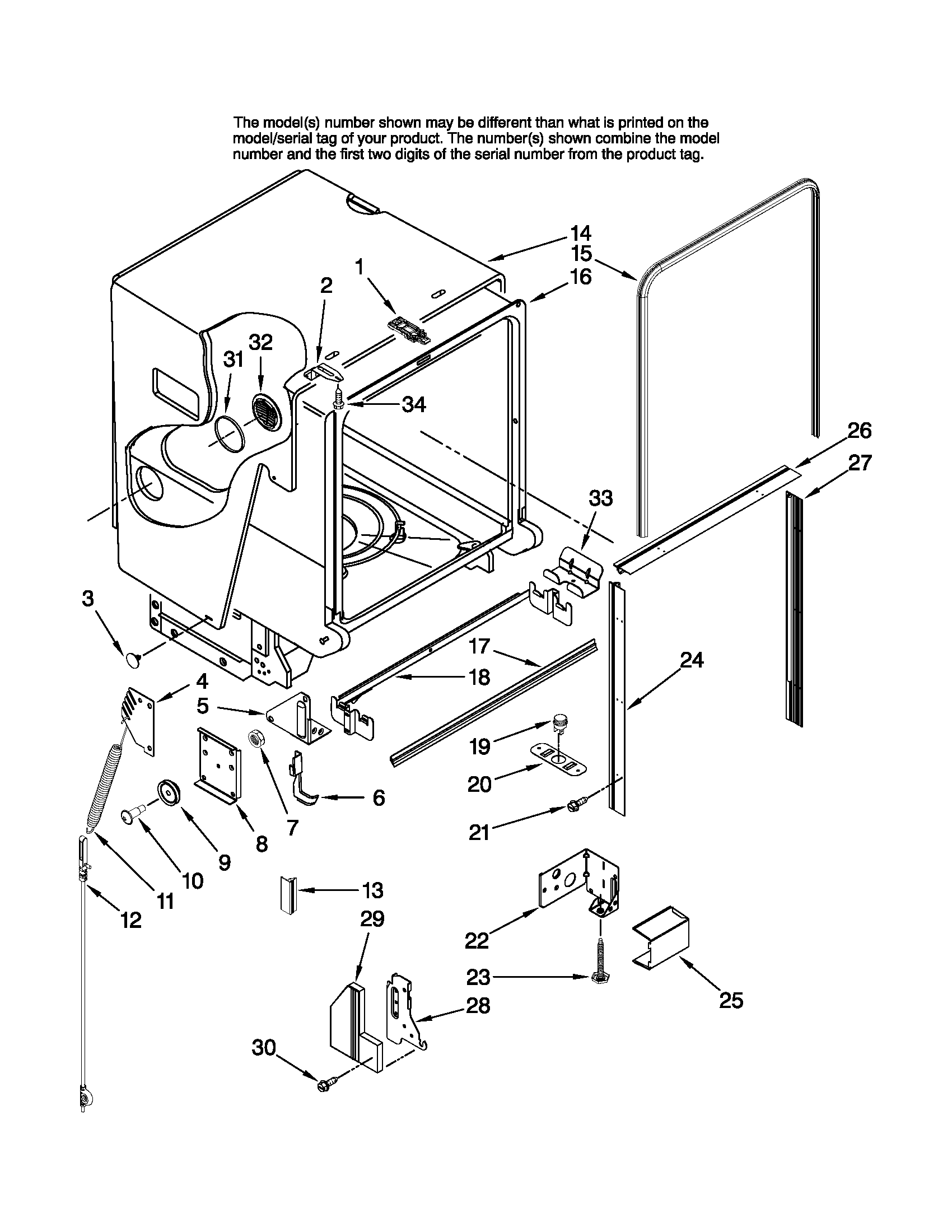 Maytag MDB8951BWQ0 tub and frame parts diagram