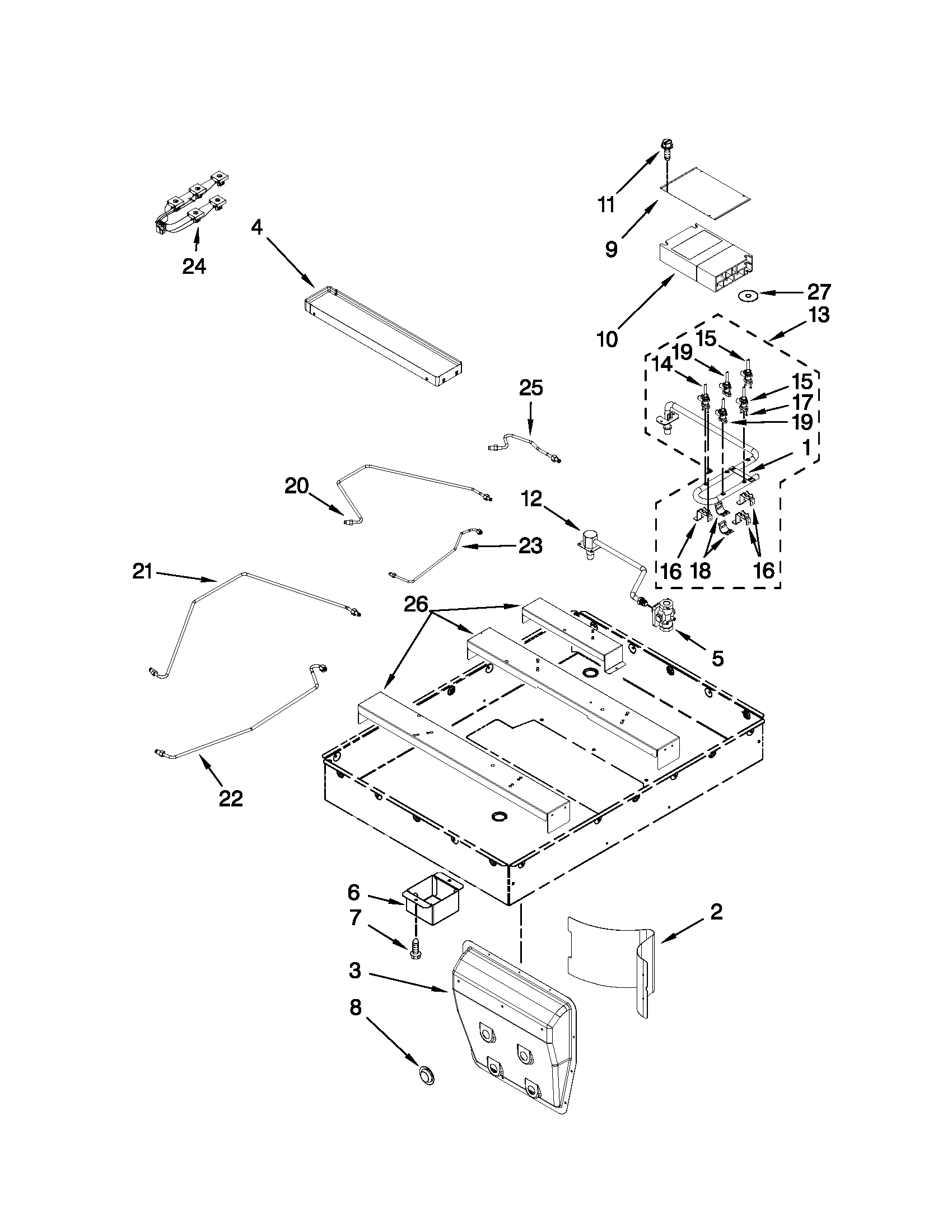 Jenn-Air JGD3536WB00 burner box assembly diagram
