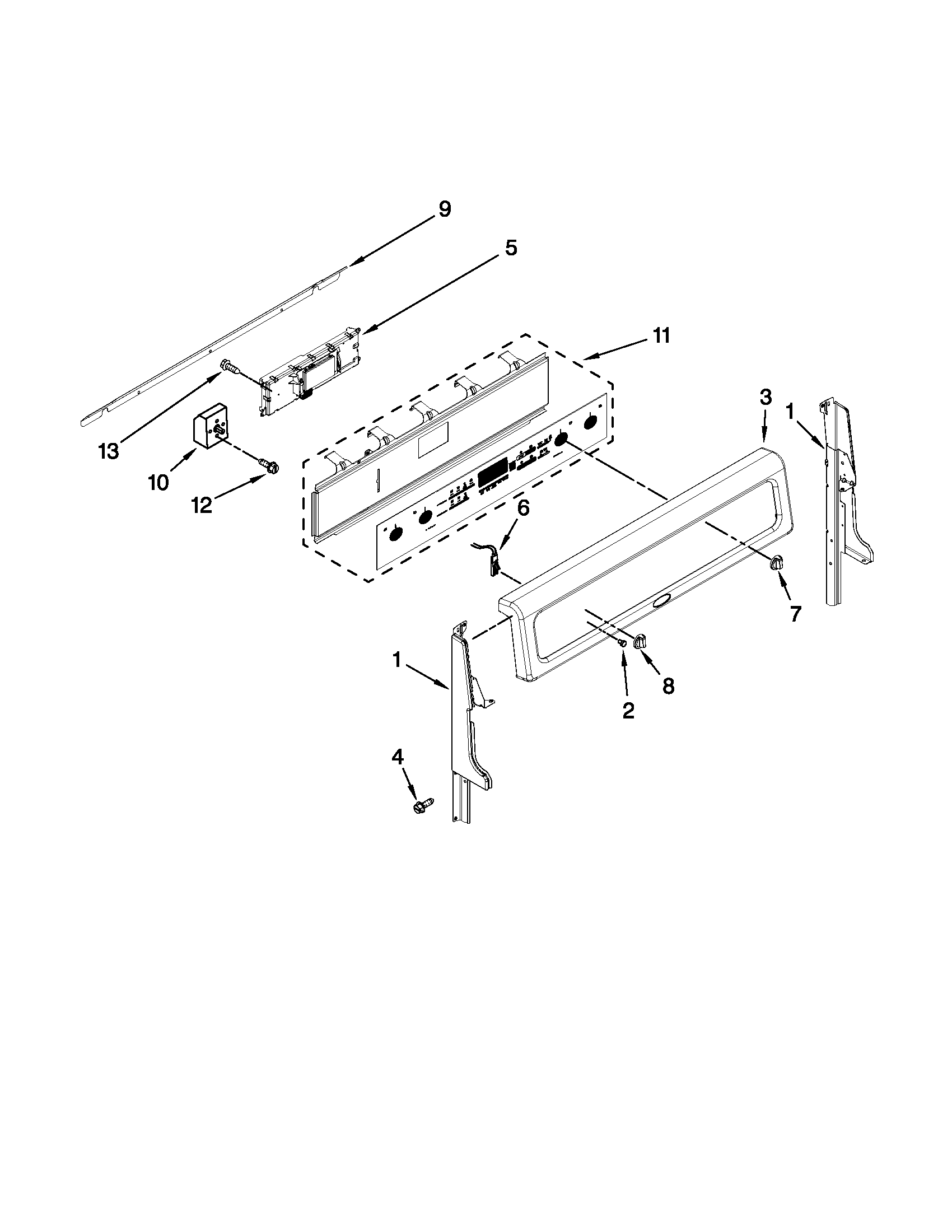 Whirlpool GGE388LXQ00 control panel parts diagram