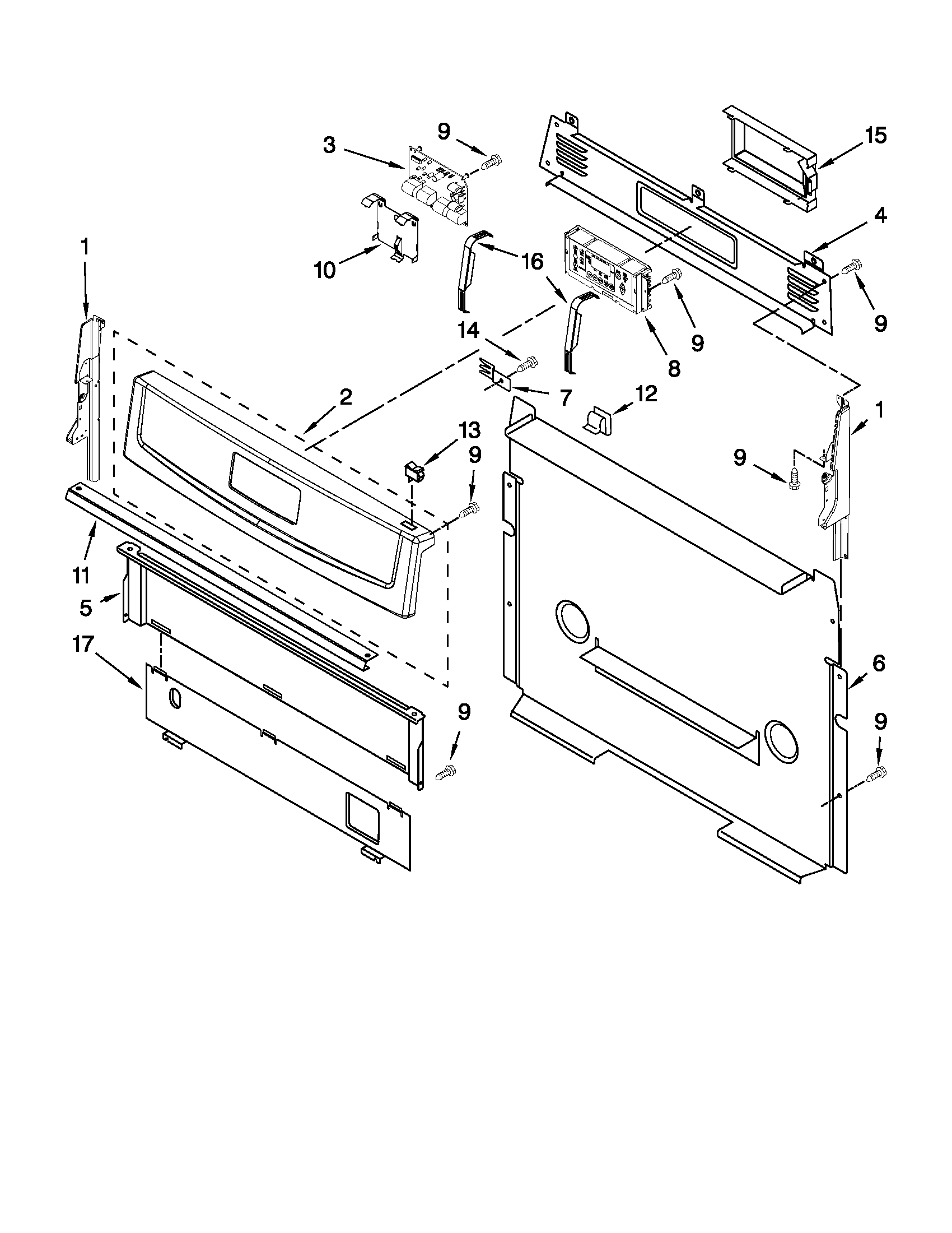Maytag MGR7775WB3 control panel parts diagram