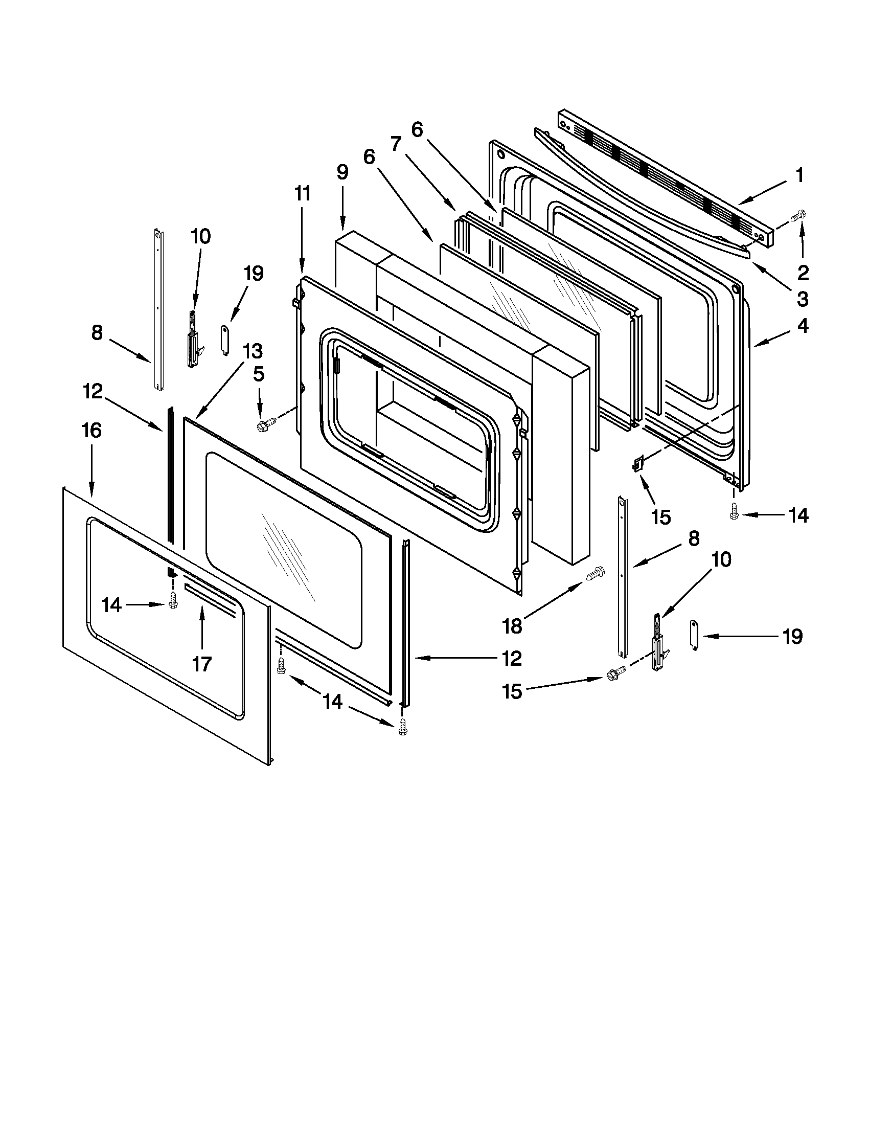 Maytag MGR7775WB3 door parts diagram