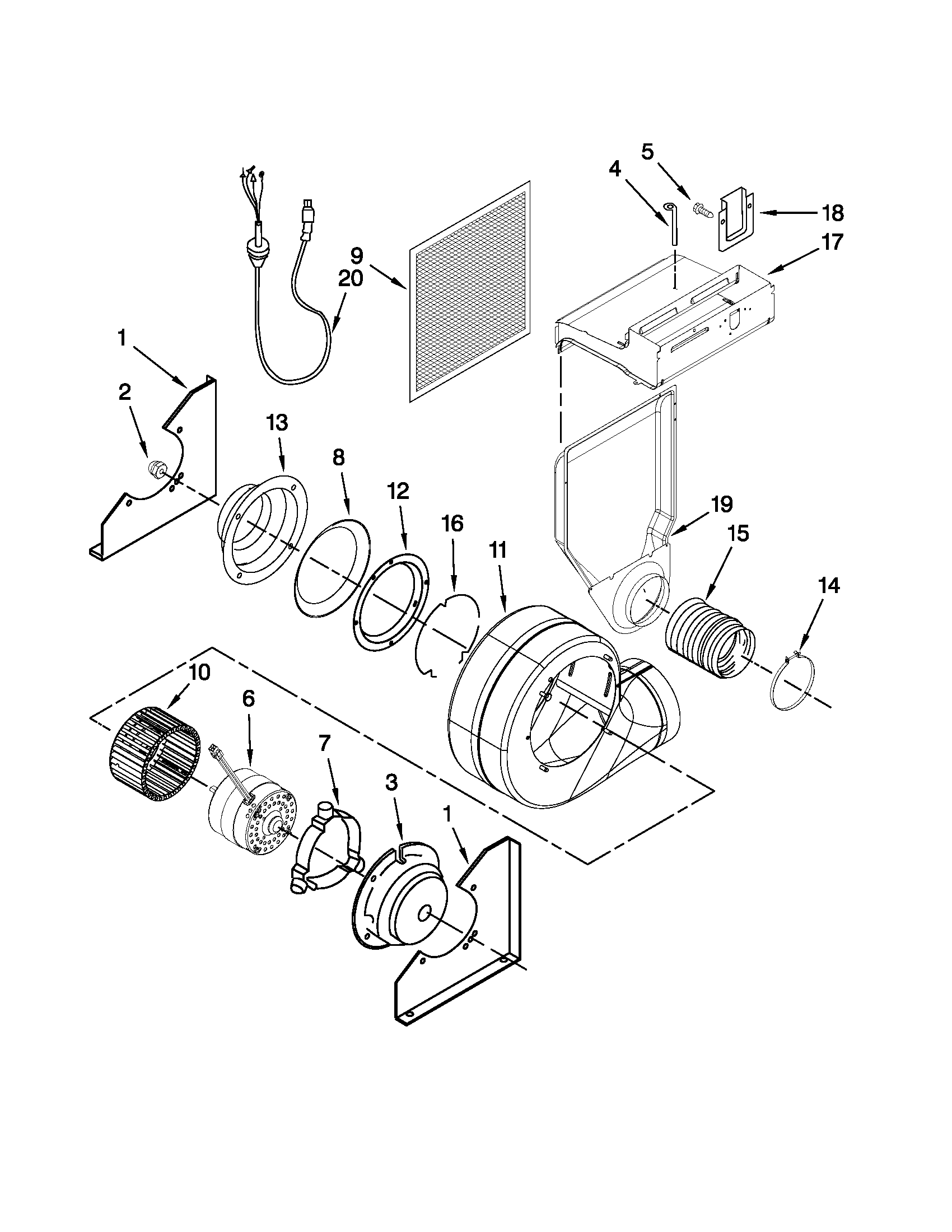 Jenn-Air JES9750CAS01 blower assembly parts diagram