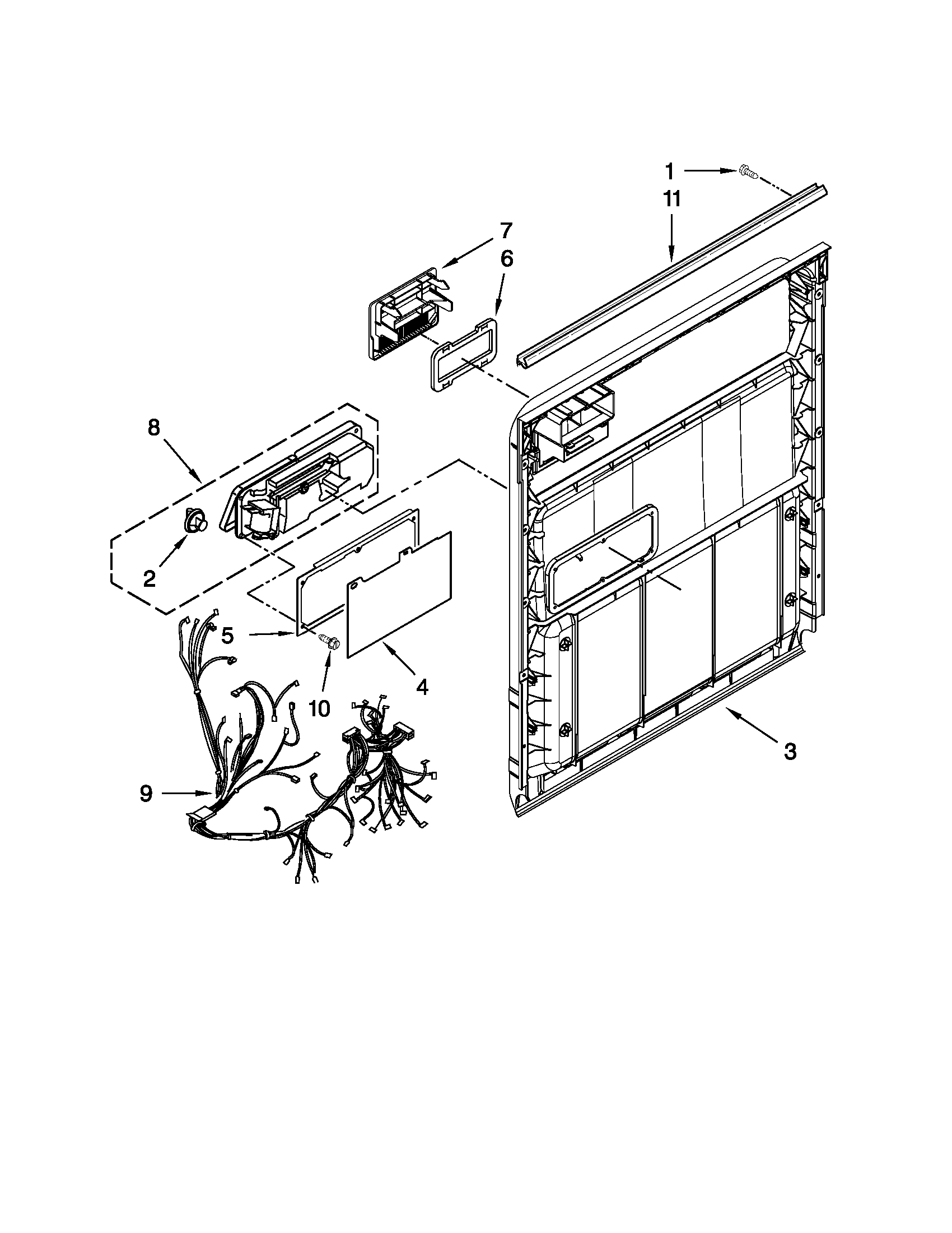 Whirlpool DP1040XTXQ1 inner door parts diagram