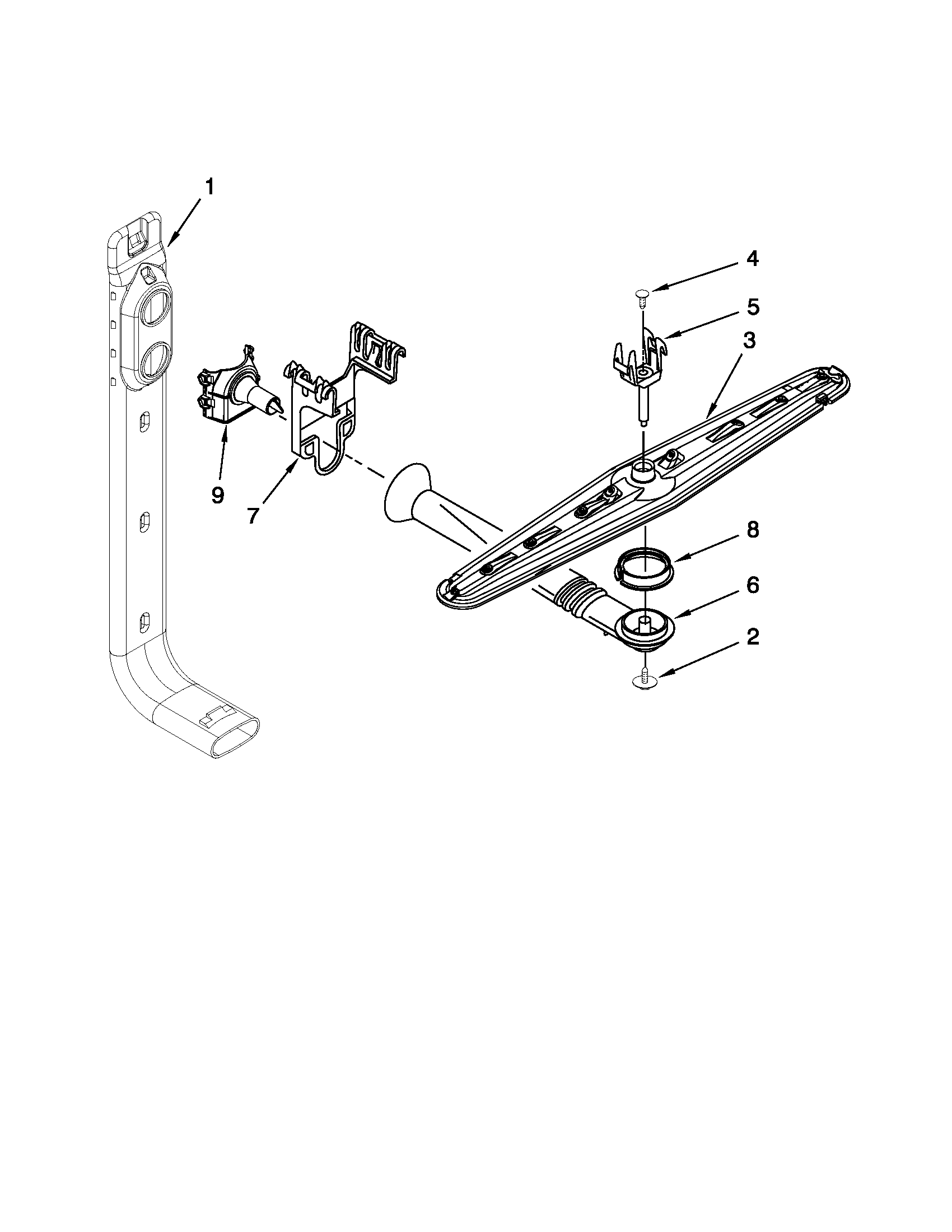 Whirlpool DP1040XTXQ1 upper wash and rinse parts diagram
