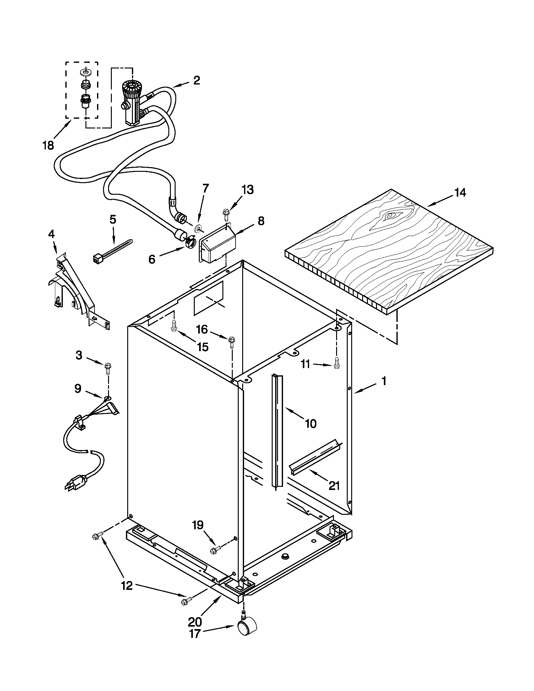 Whirlpool DP1040XTXQ1 cabinet parts diagram