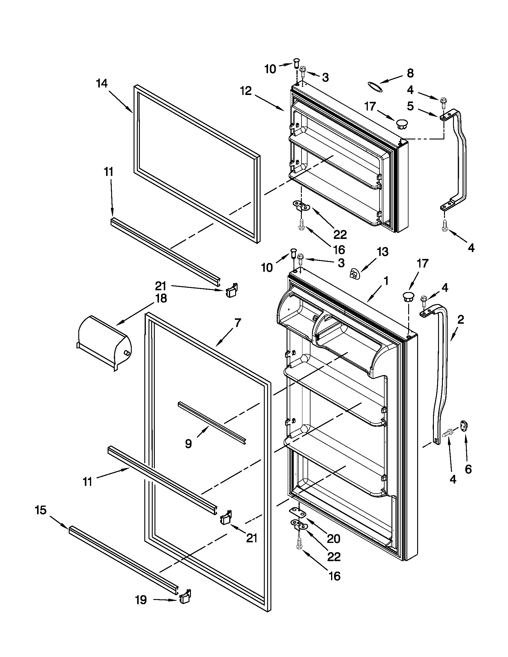 Whirlpool W8TXNGMWQ02 door parts diagram