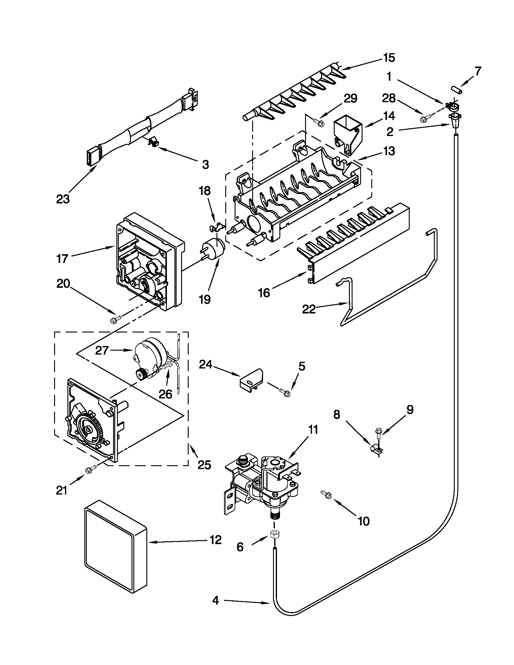 Whirlpool W8TXNGMWQ02 icemaker parts diagram