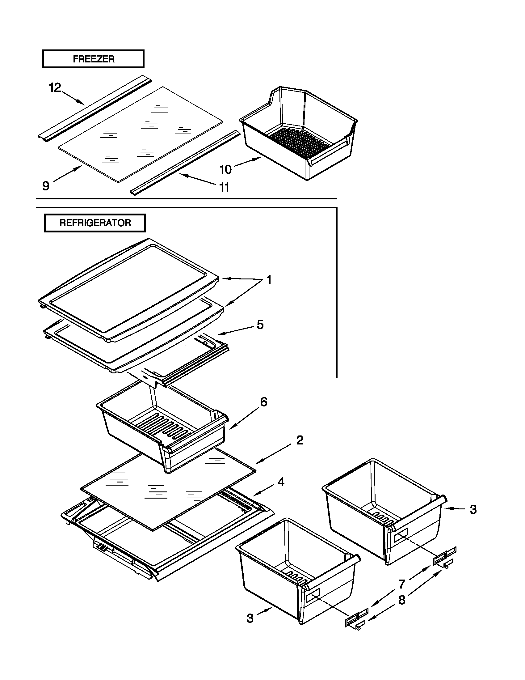 Whirlpool W8TXNGMWQ02 shelf parts diagram