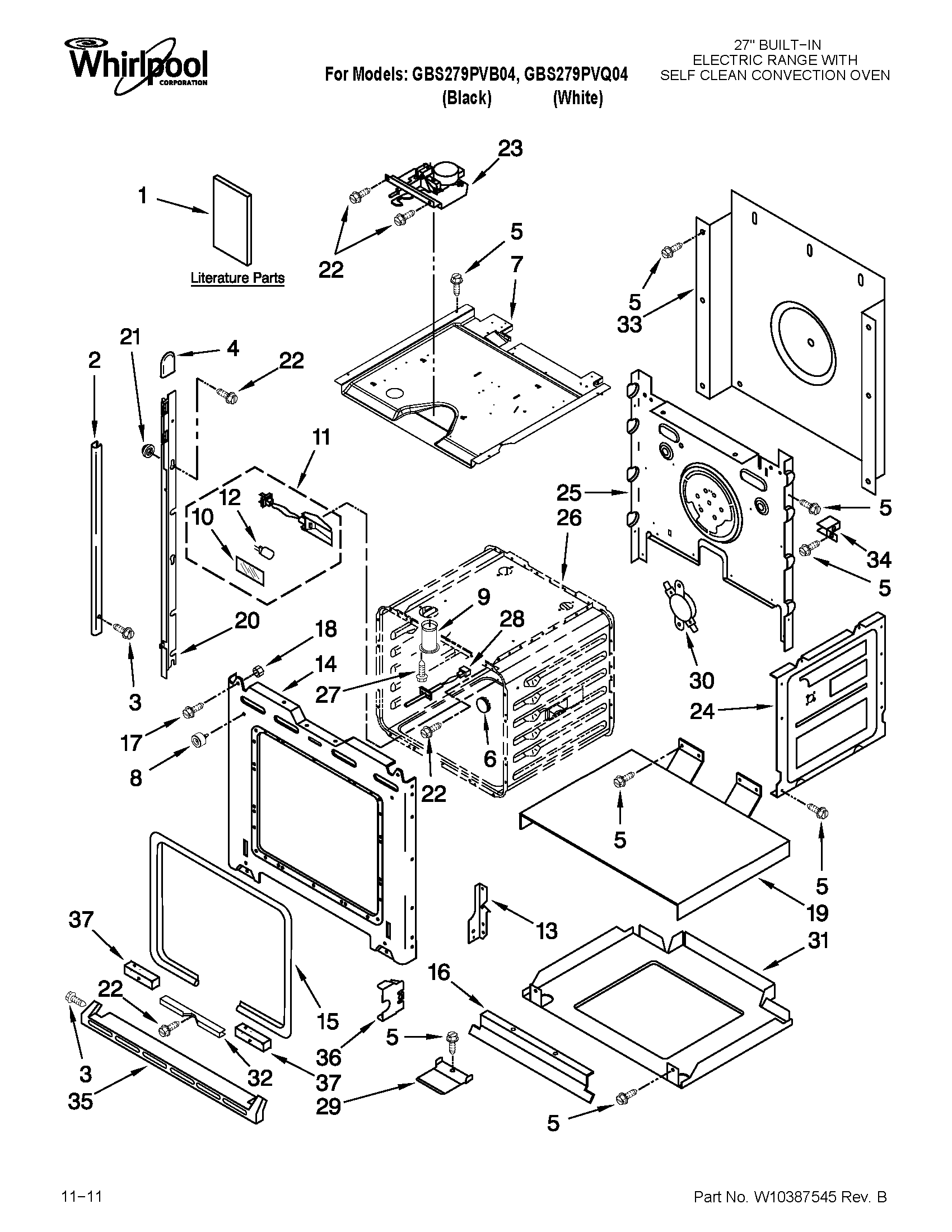 Whirlpool GBS279PVQ04 oven parts diagram