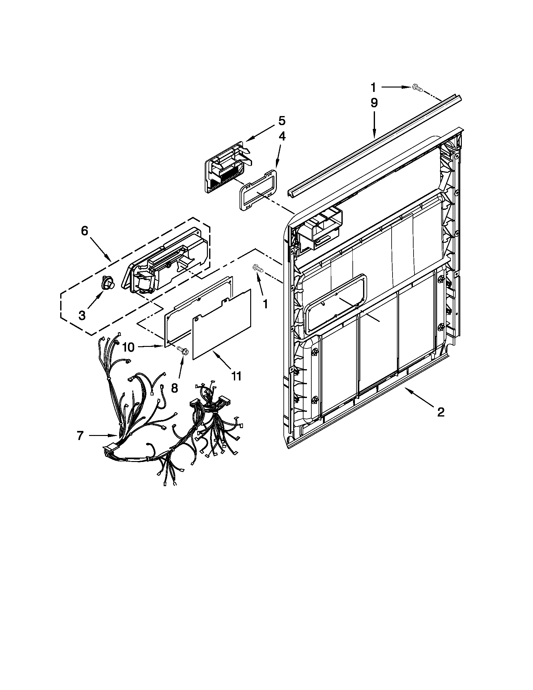 Whirlpool DU1055XTVSA inner door parts diagram