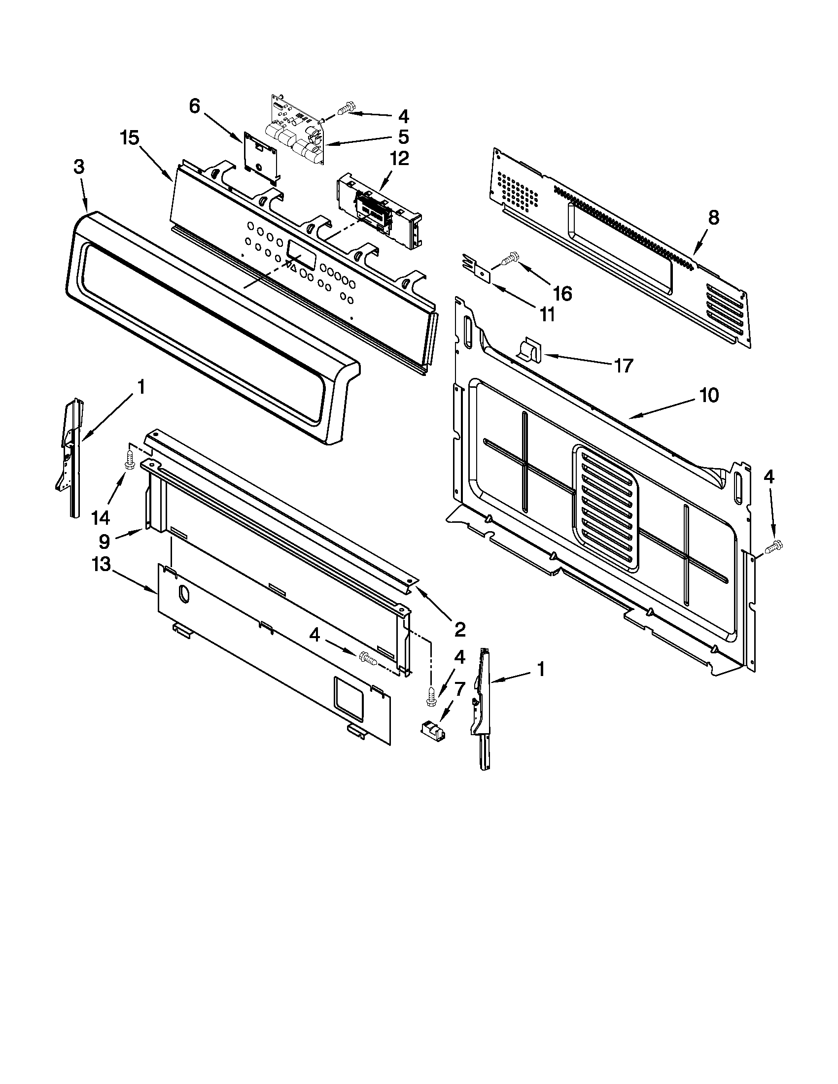 Whirlpool GFG471LVS3 control panel parts diagram