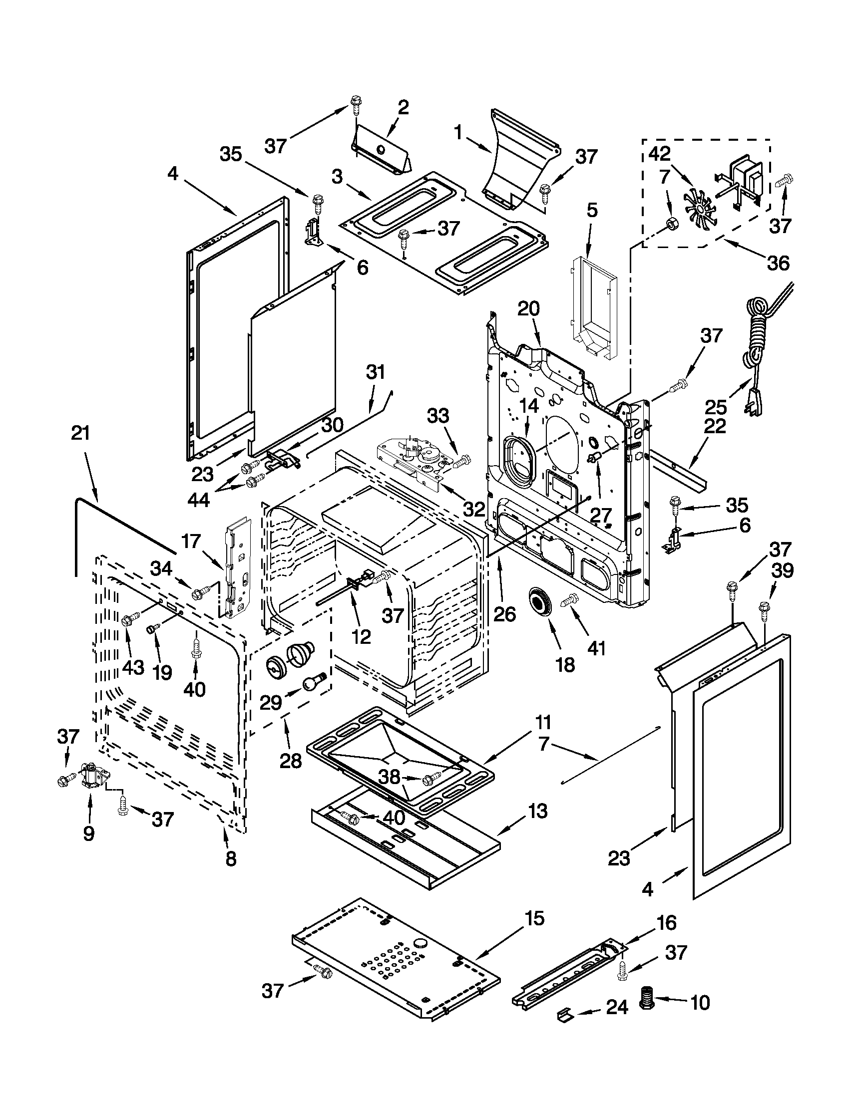 Whirlpool GFG471LVS3 chassis parts diagram