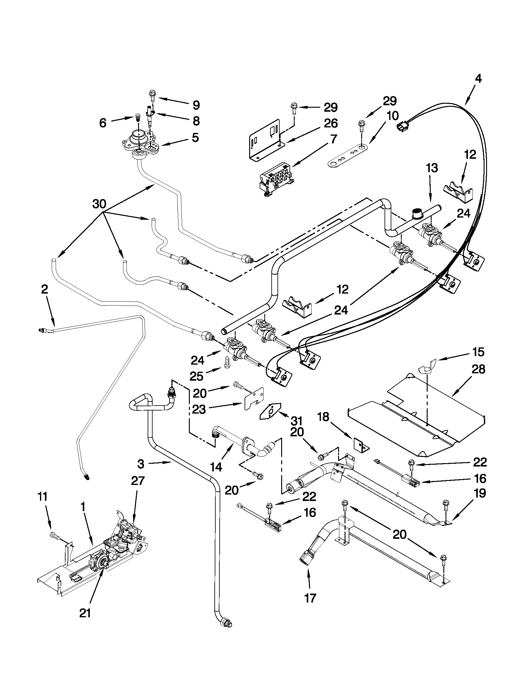 Whirlpool GW397LXUT07 manifold parts diagram