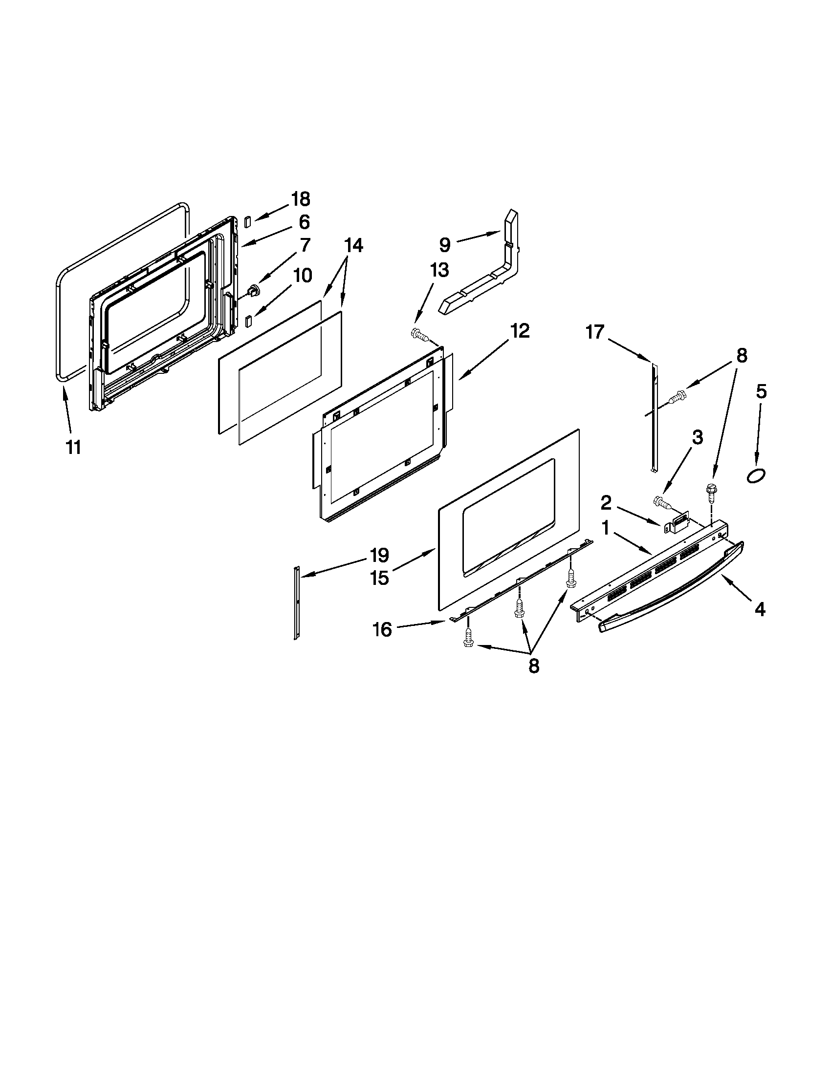 Whirlpool GW397LXUT07 door parts diagram