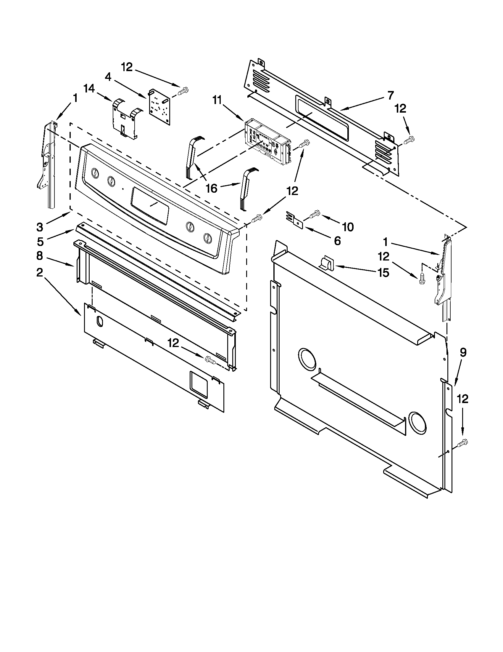 Maytag MGR7665WS1 control panel parts diagram