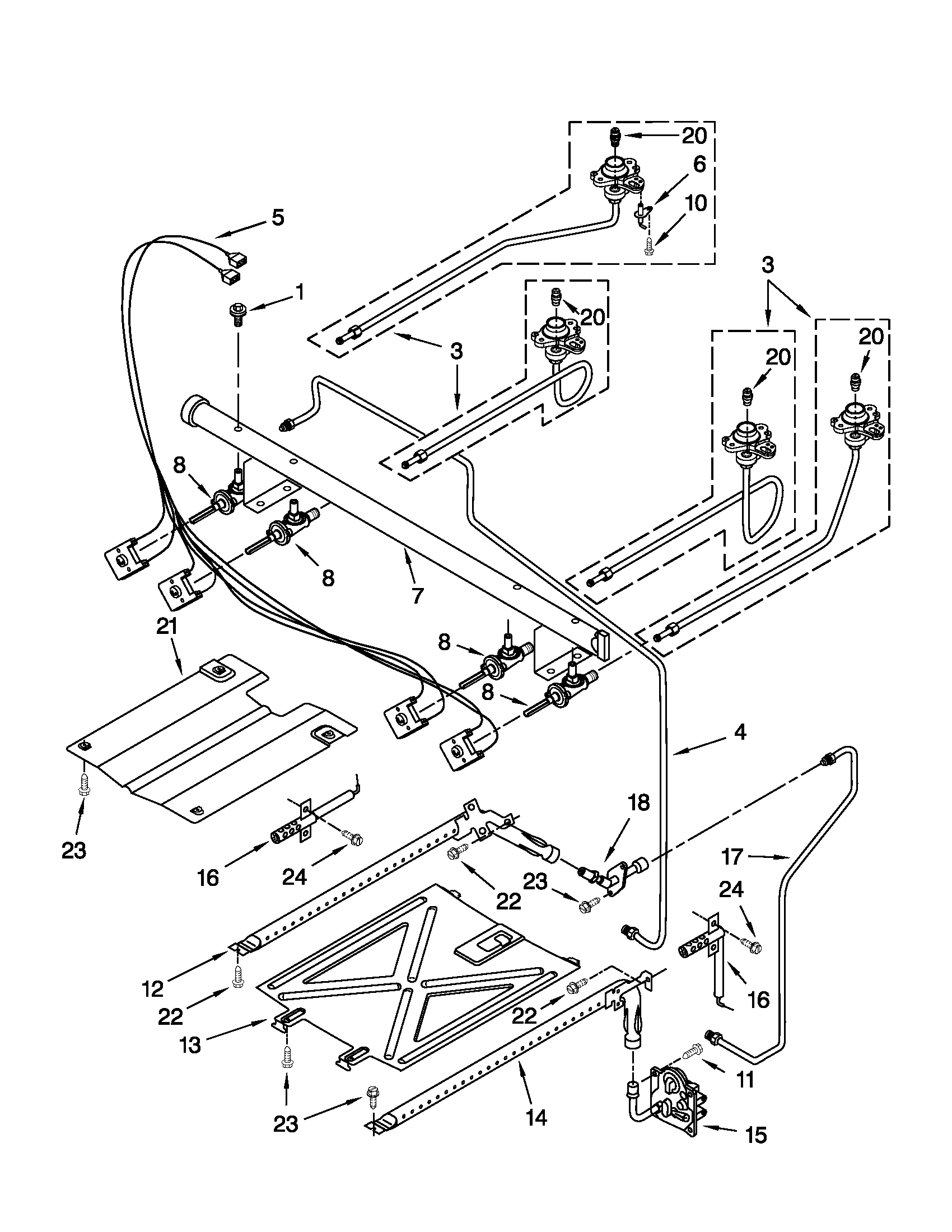 Maytag MGR7665WS1 manifold parts diagram