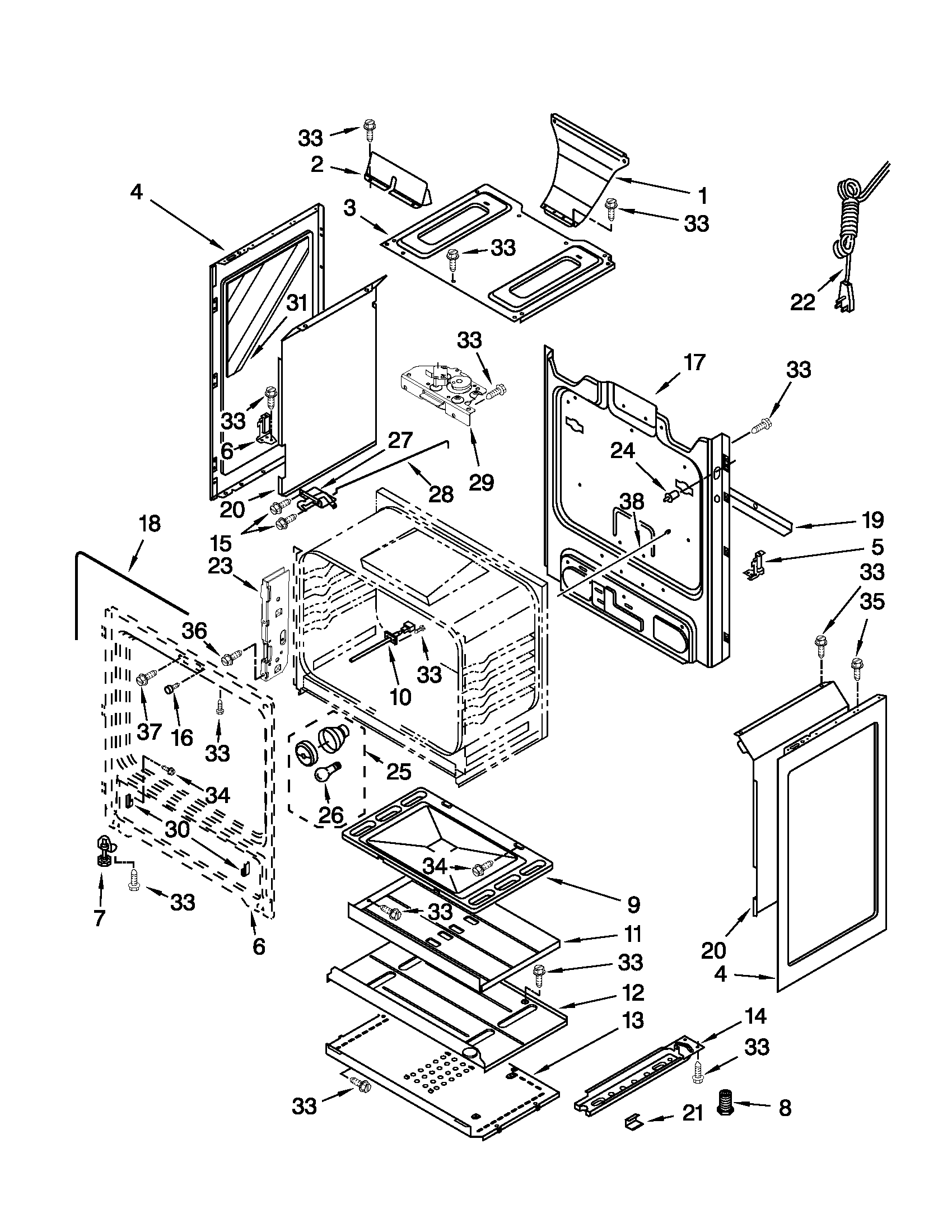Maytag MGR7665WS1 chassis parts diagram