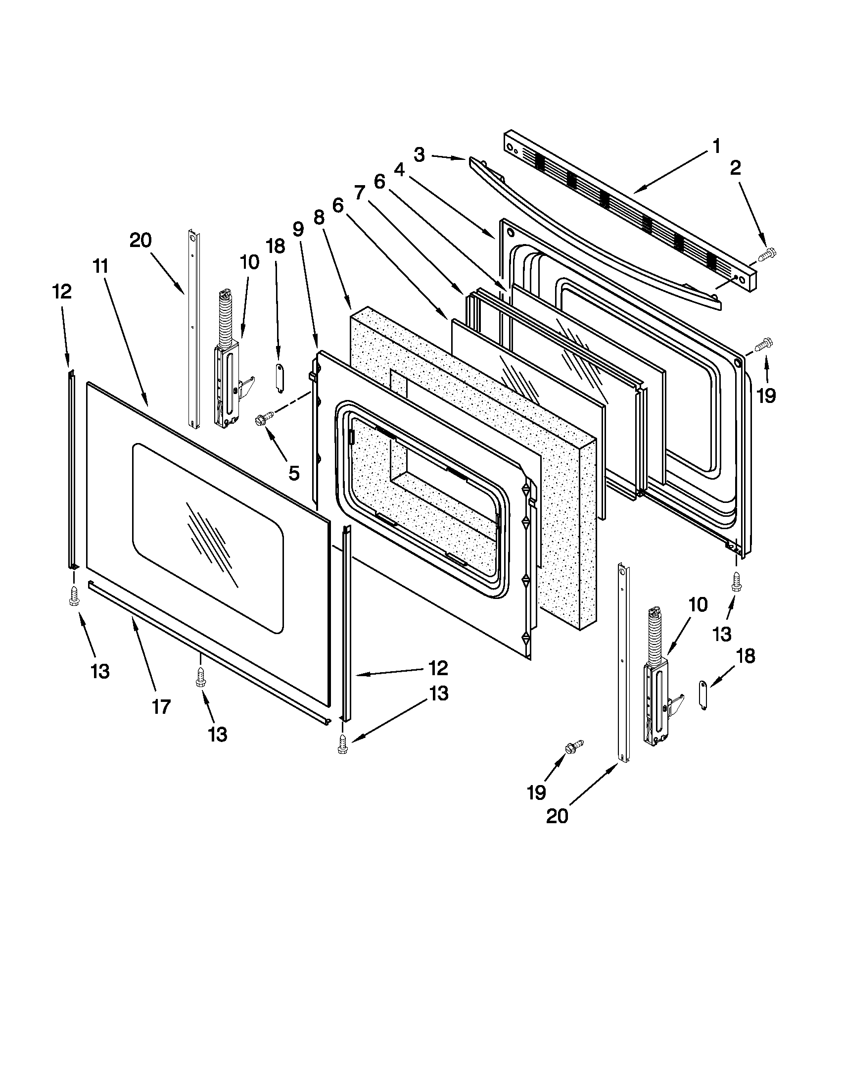 Maytag MGR7665WS1 door parts diagram