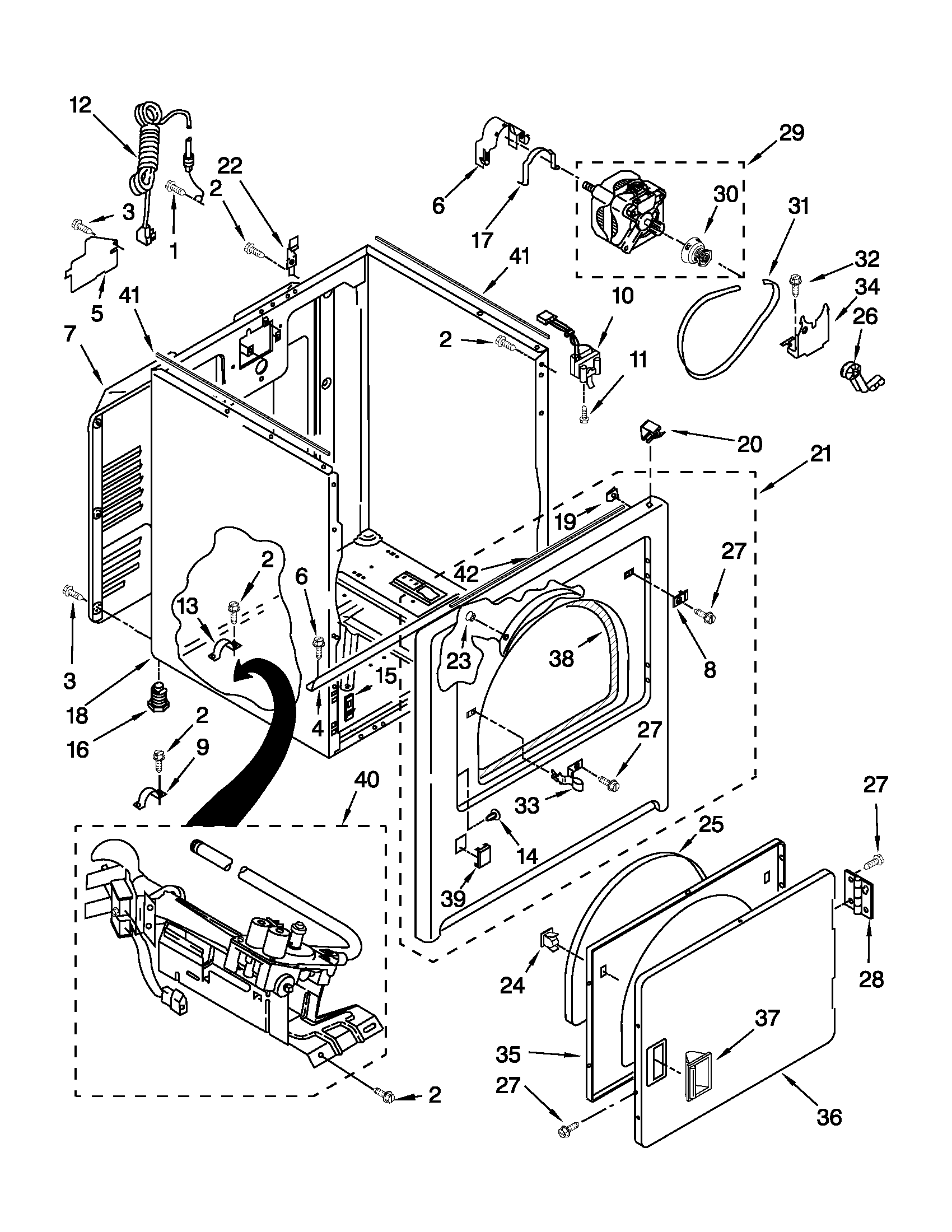 Maytag MGDC200XW1 cabinet parts diagram