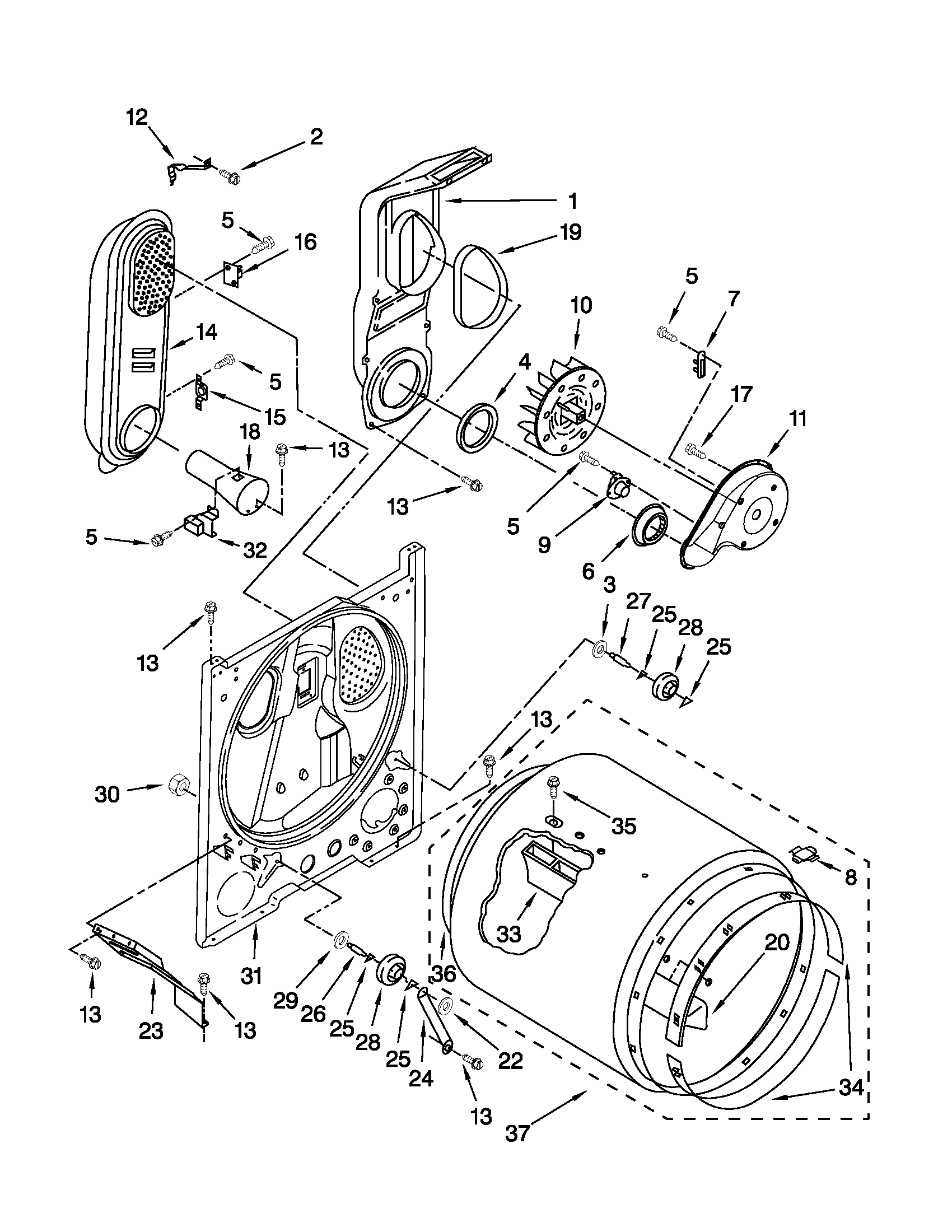 Maytag MGDC200XW1 bulkhead parts diagram