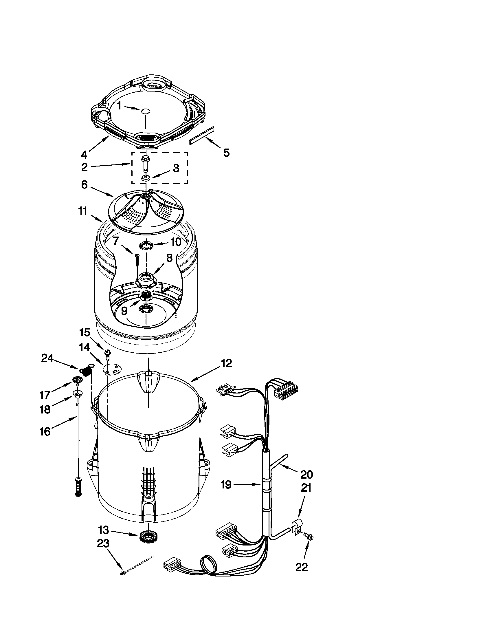 Maytag MVWC450XW2 basket and tub parts diagram